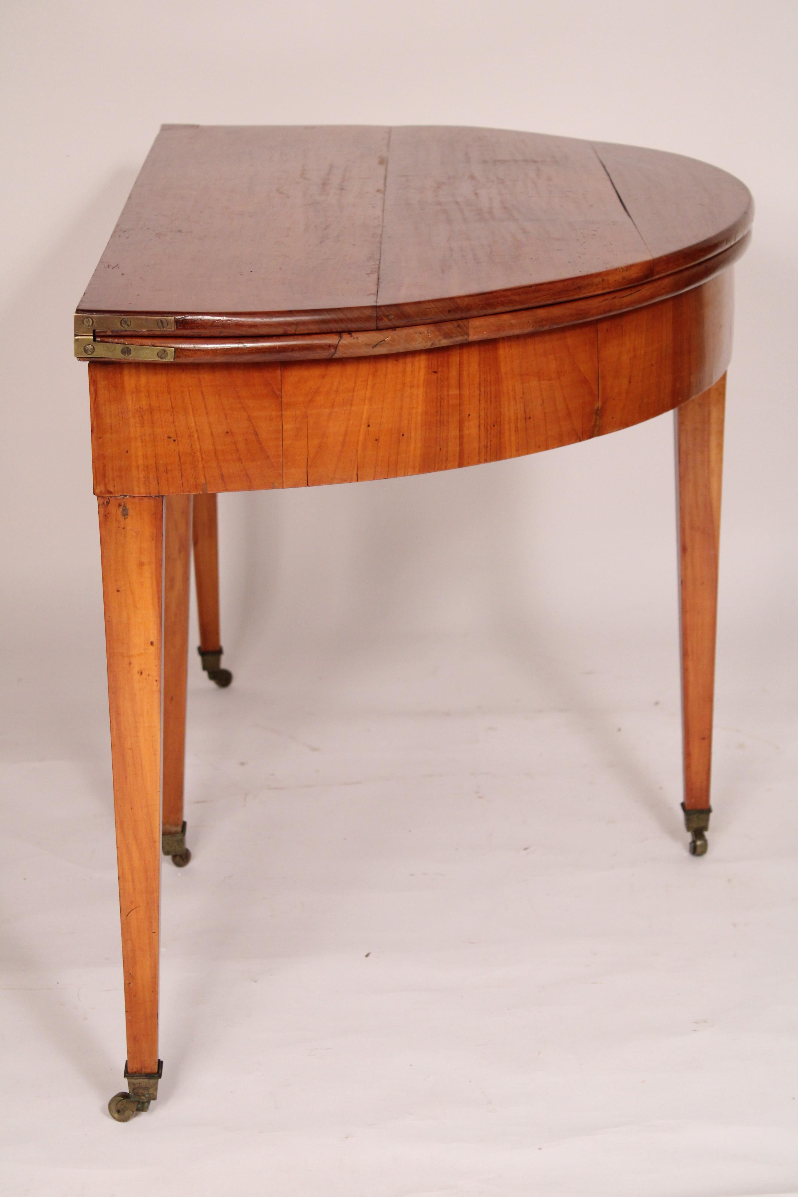 Directoire Fruit Wood Demi Lune Games Table In Good Condition For Sale In Laguna Beach, CA