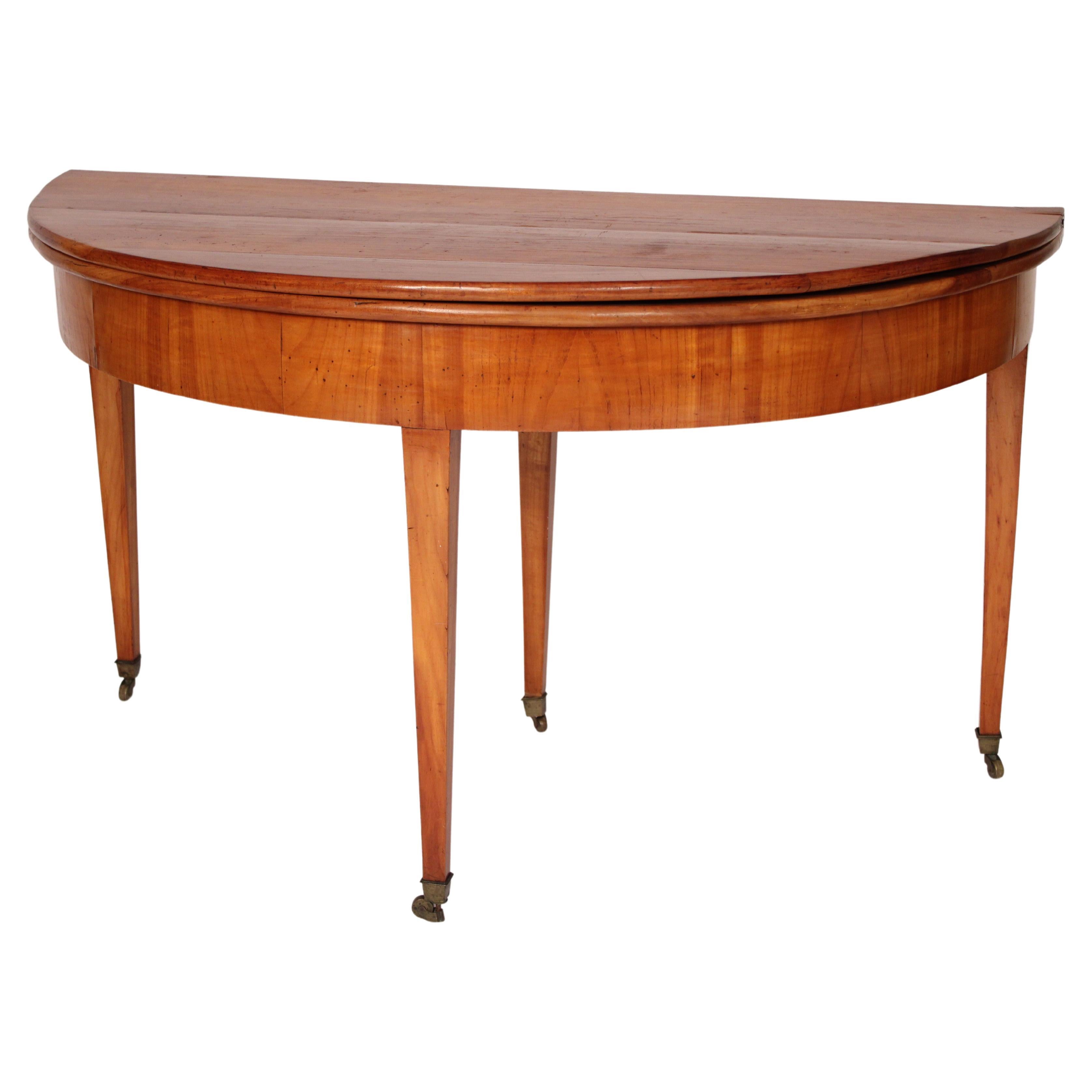 Directoire Fruit Wood Demi Lune Games Table For Sale