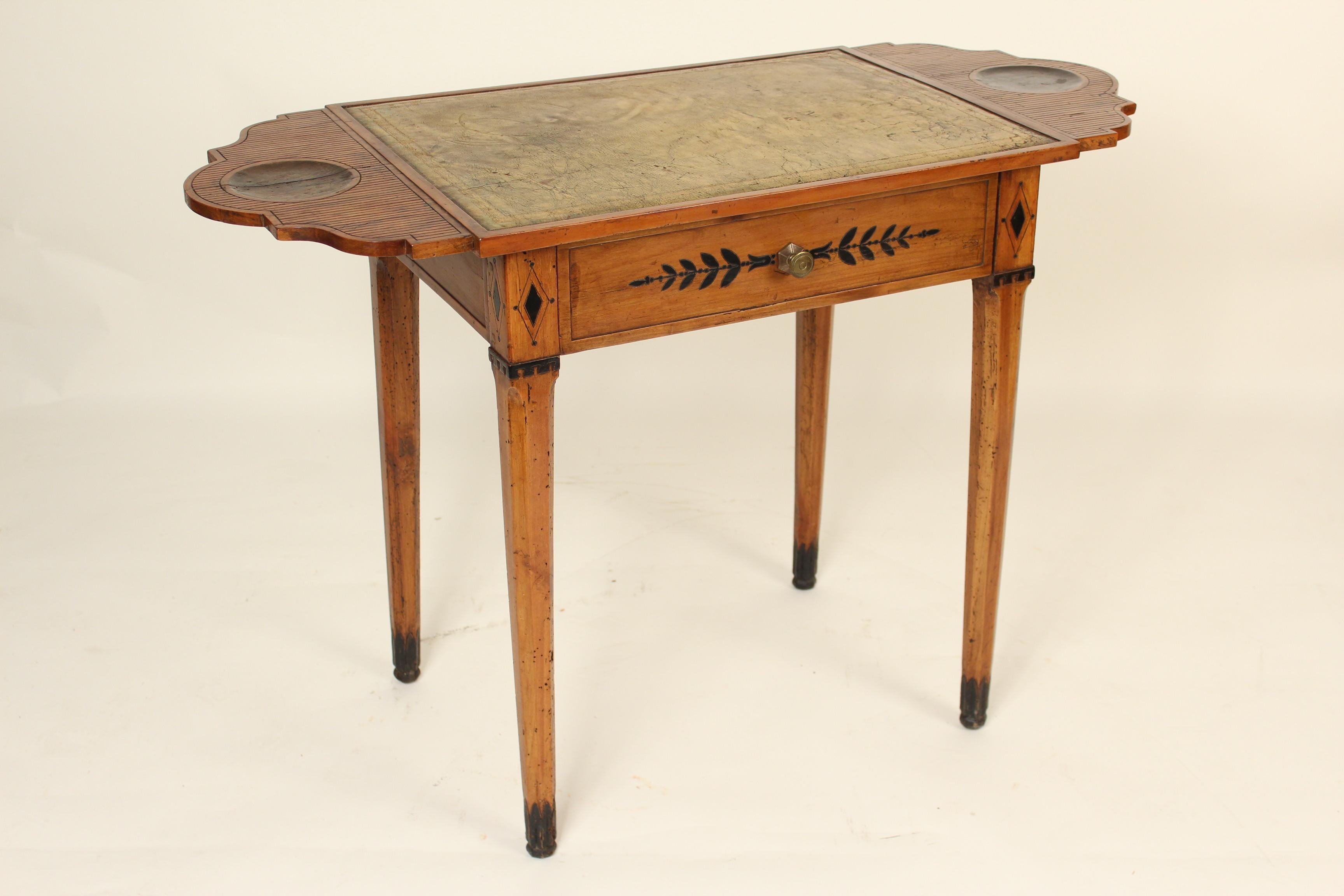 European Directoire Fruit Wood Leather Top Writing Table