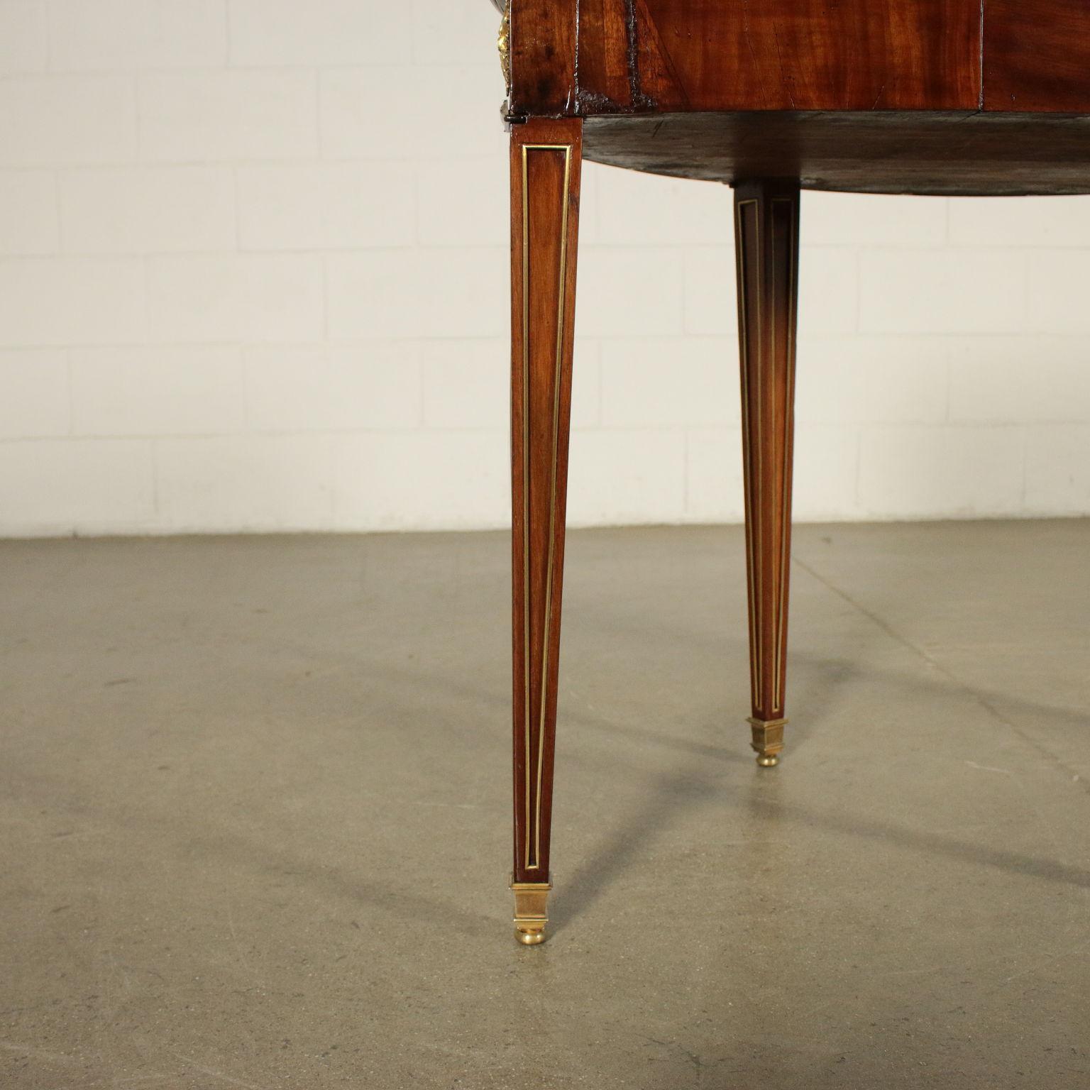 Bronze Directoire Game Table Mahogany Veneer, 19th Century