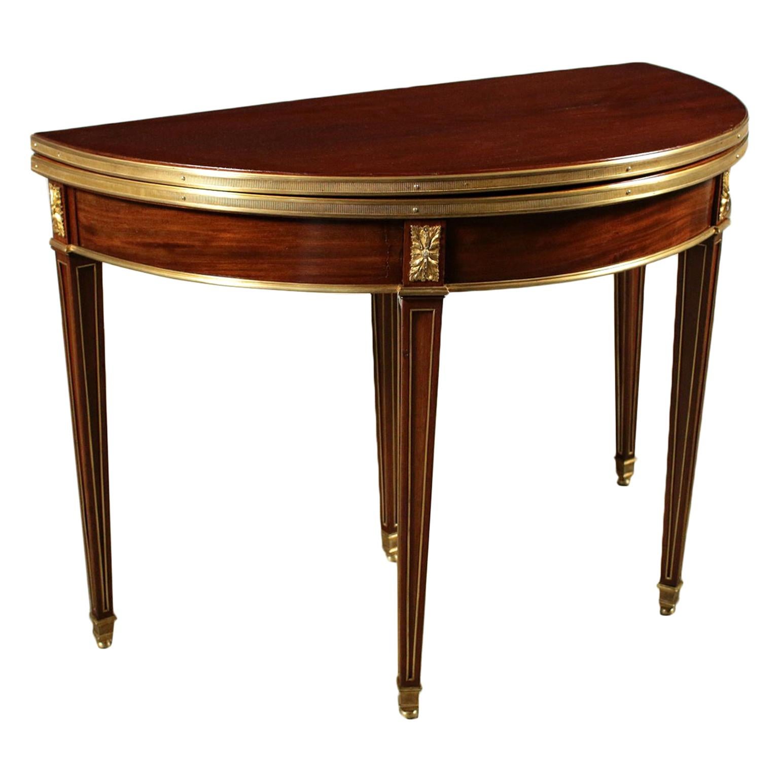 Directoire Game Table Mahogany Veneer, 19th Century