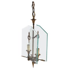 Directoire Gilded Bronze and Glass French Chandelier after Fontana Arte, 1930s