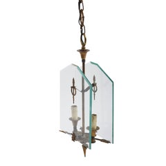 Directoire Gilded Bronze and Glass French Chandelier after Fontana Arte, 1930s