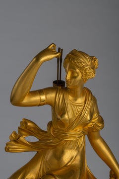 Directoire Gilt and Patinated Bronze Mantel Clock