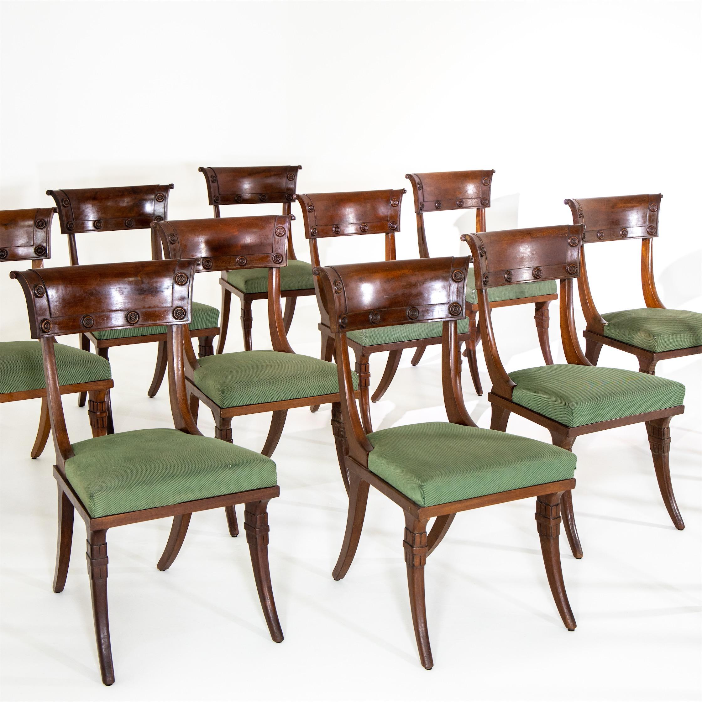 French Directoire Klismos Chairs, France, 19h Century
