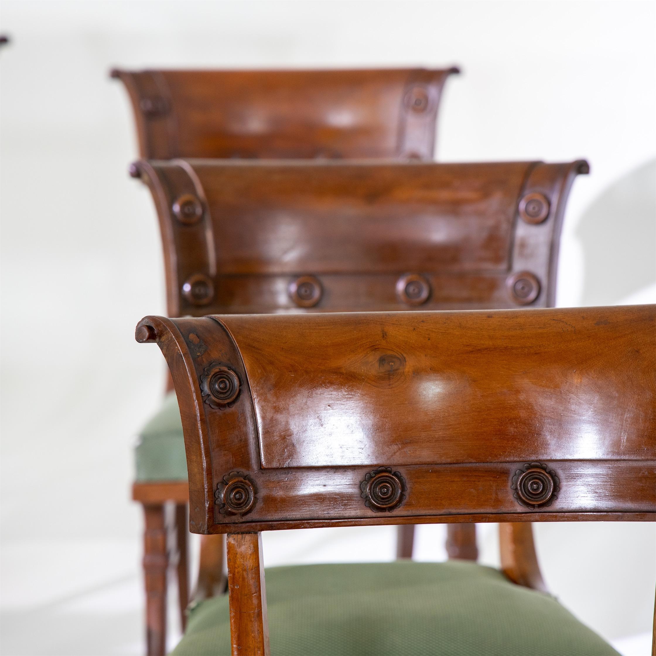 Wood Directoire Klismos Chairs, France, 19h Century