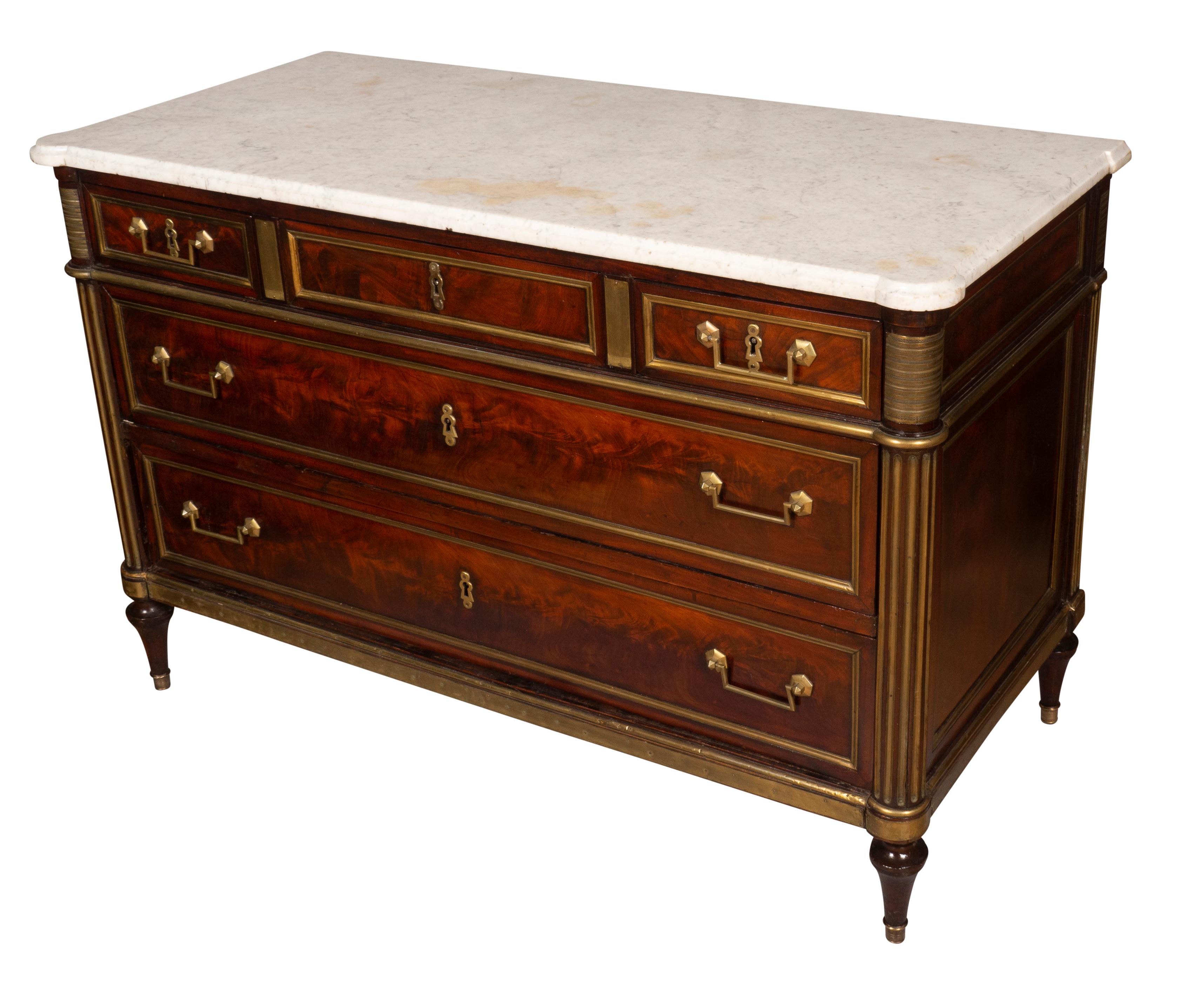 Directoire Mahogany And Brass Mounted Commode For Sale 6