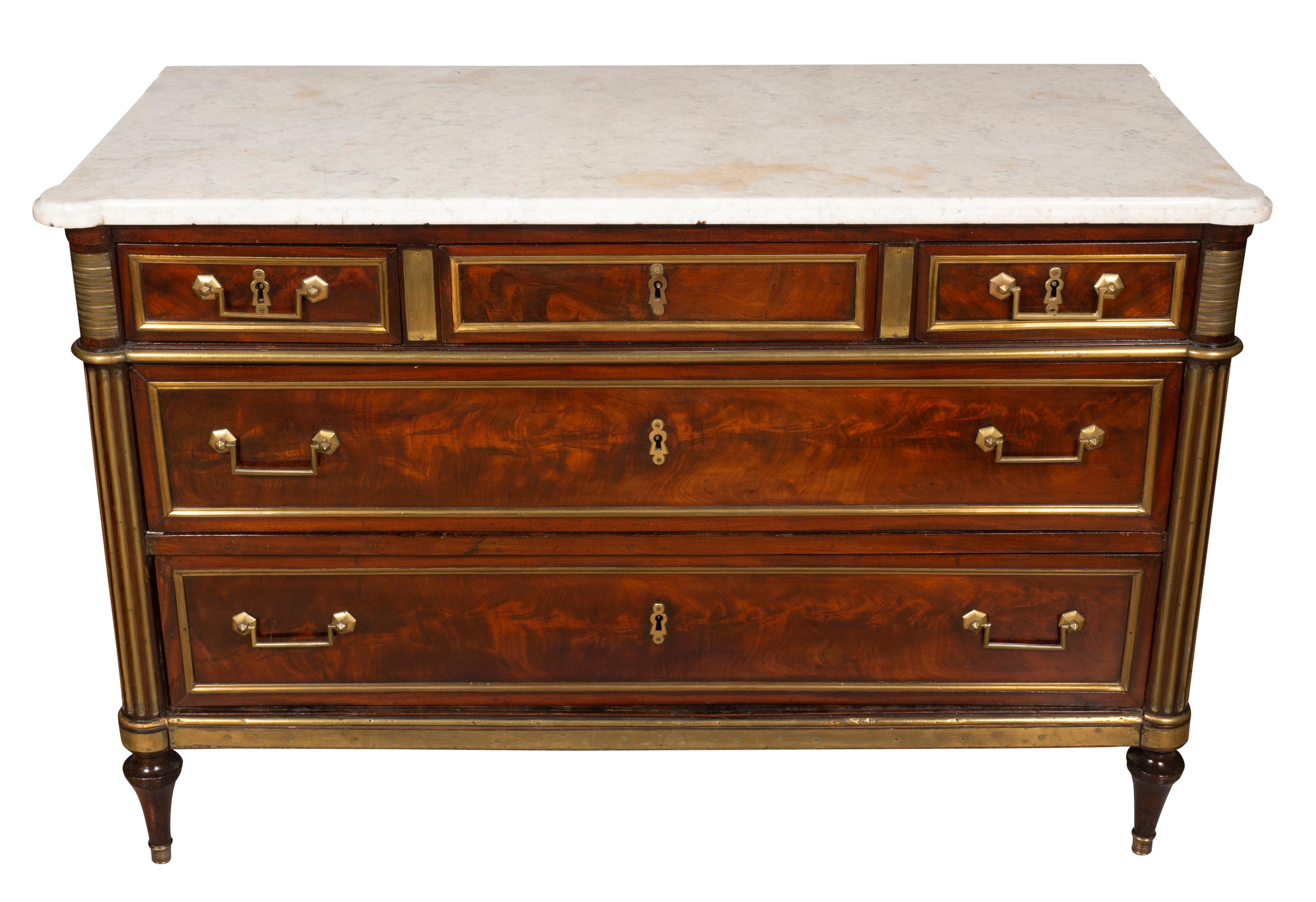 French Directoire Mahogany And Brass Mounted Commode For Sale