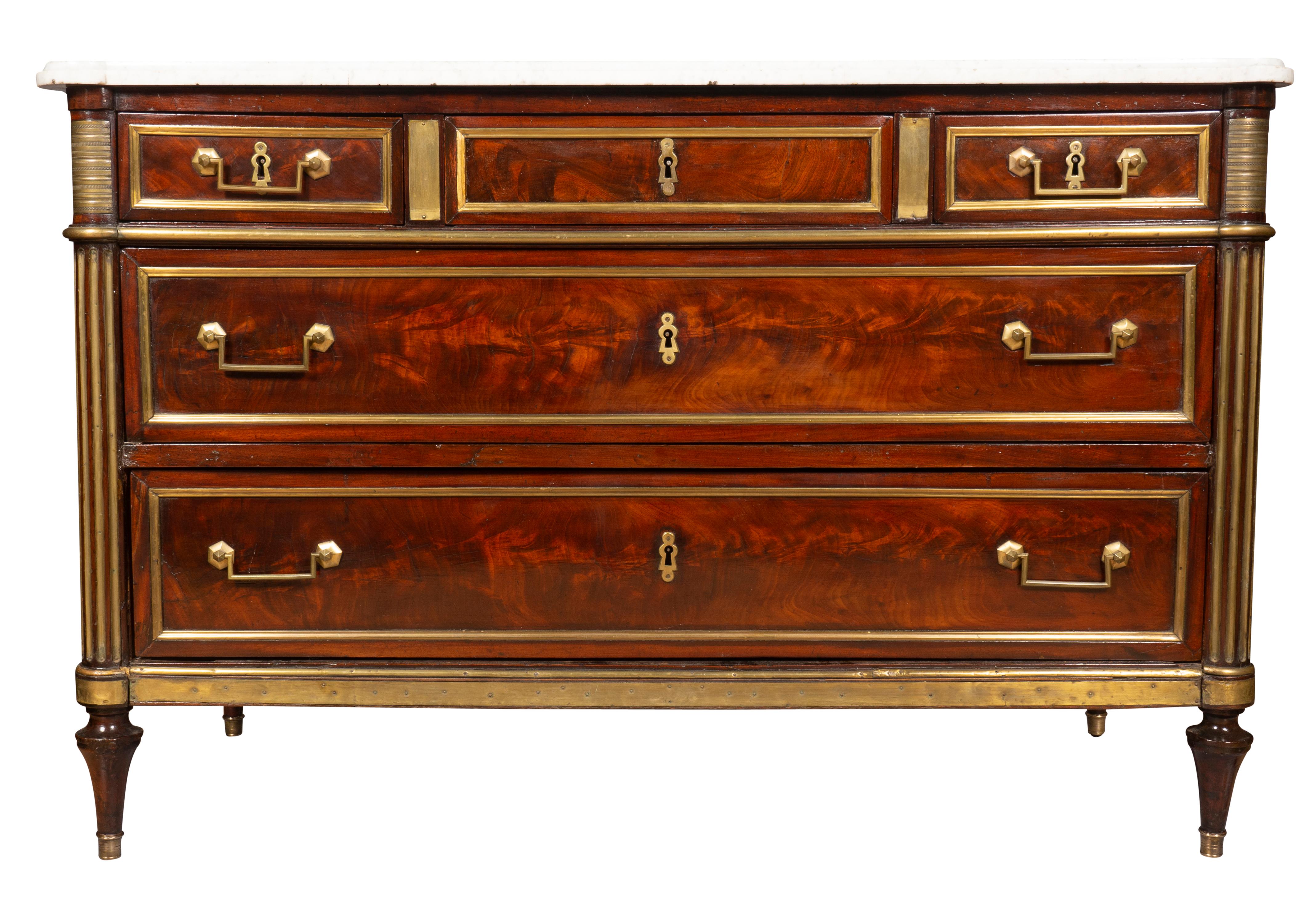 Directoire Mahogany And Brass Mounted Commode In Good Condition For Sale In Essex, MA