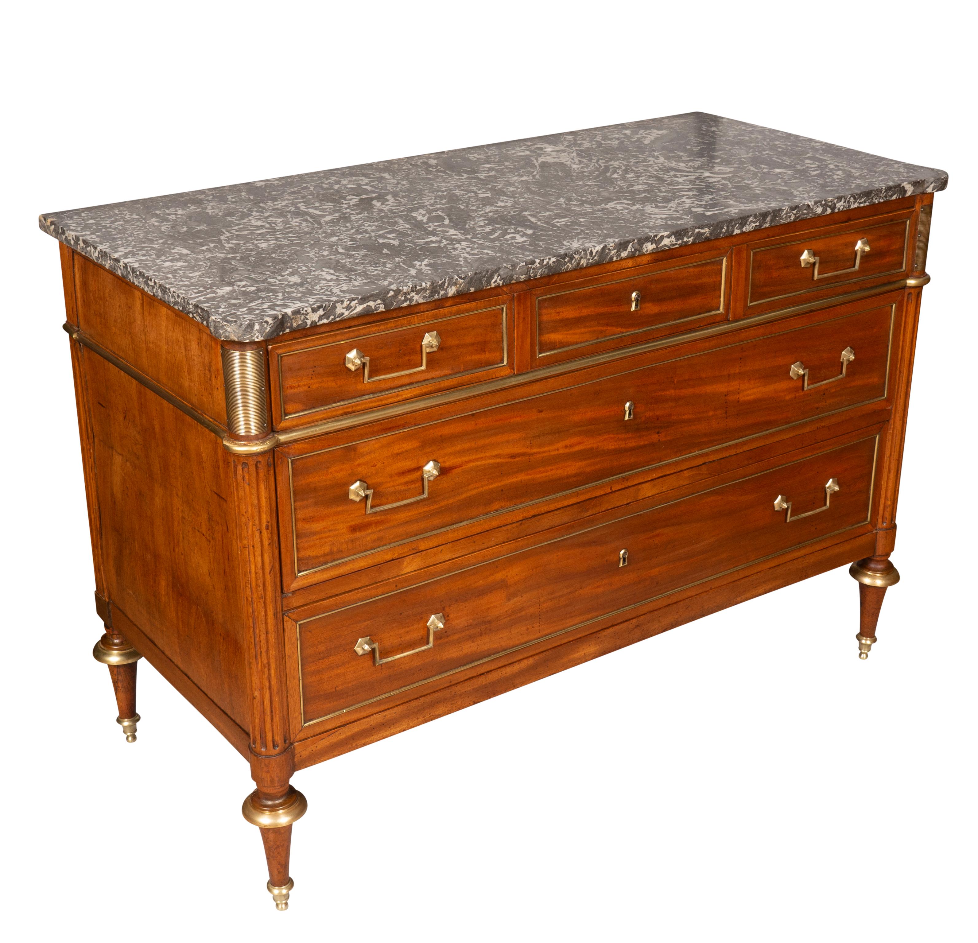 Directoire Mahogany and Brass Mounted Commode In Good Condition In Essex, MA