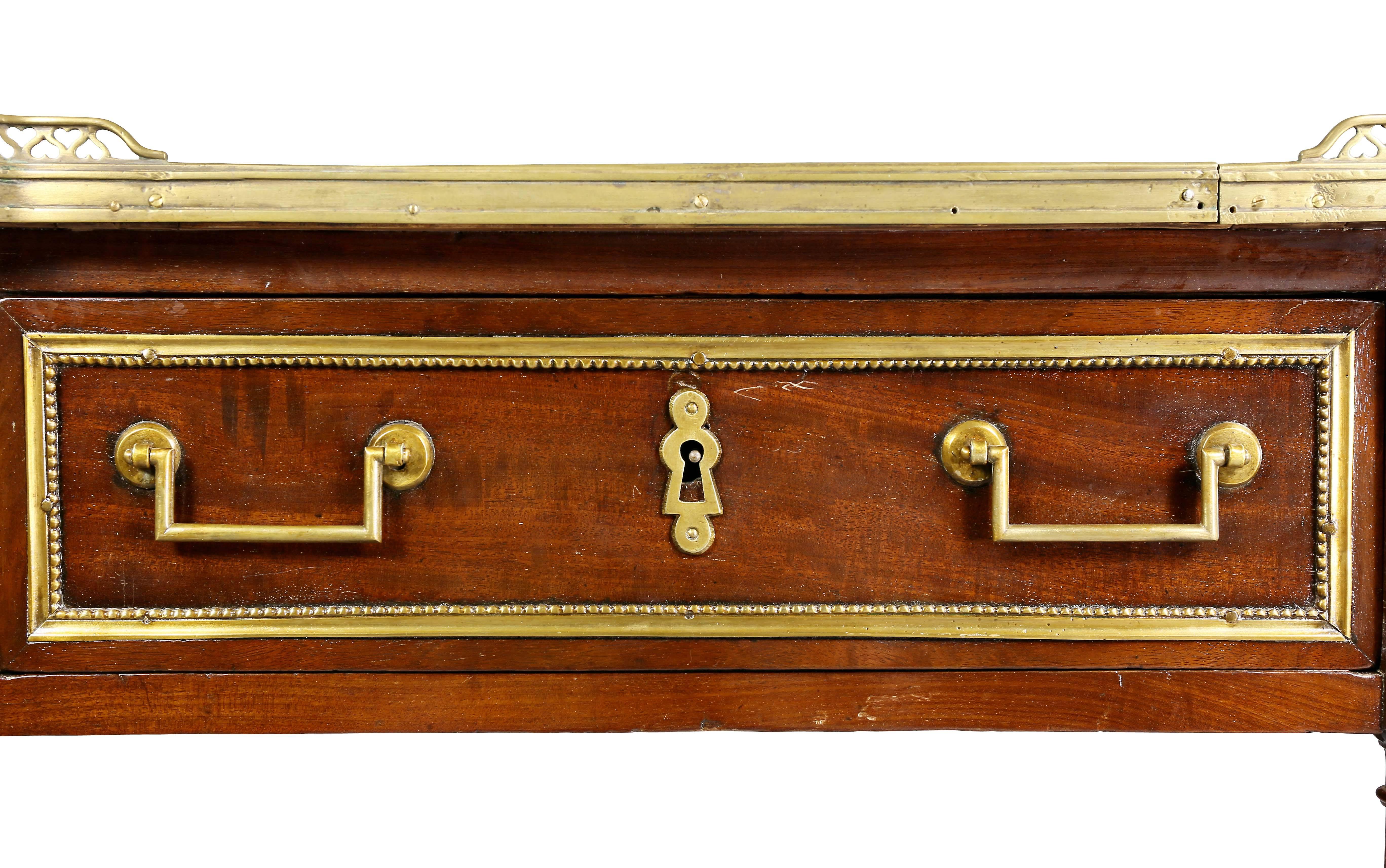 Early 19th Century Directoire Mahogany and Brass-Mounted Console Desserte