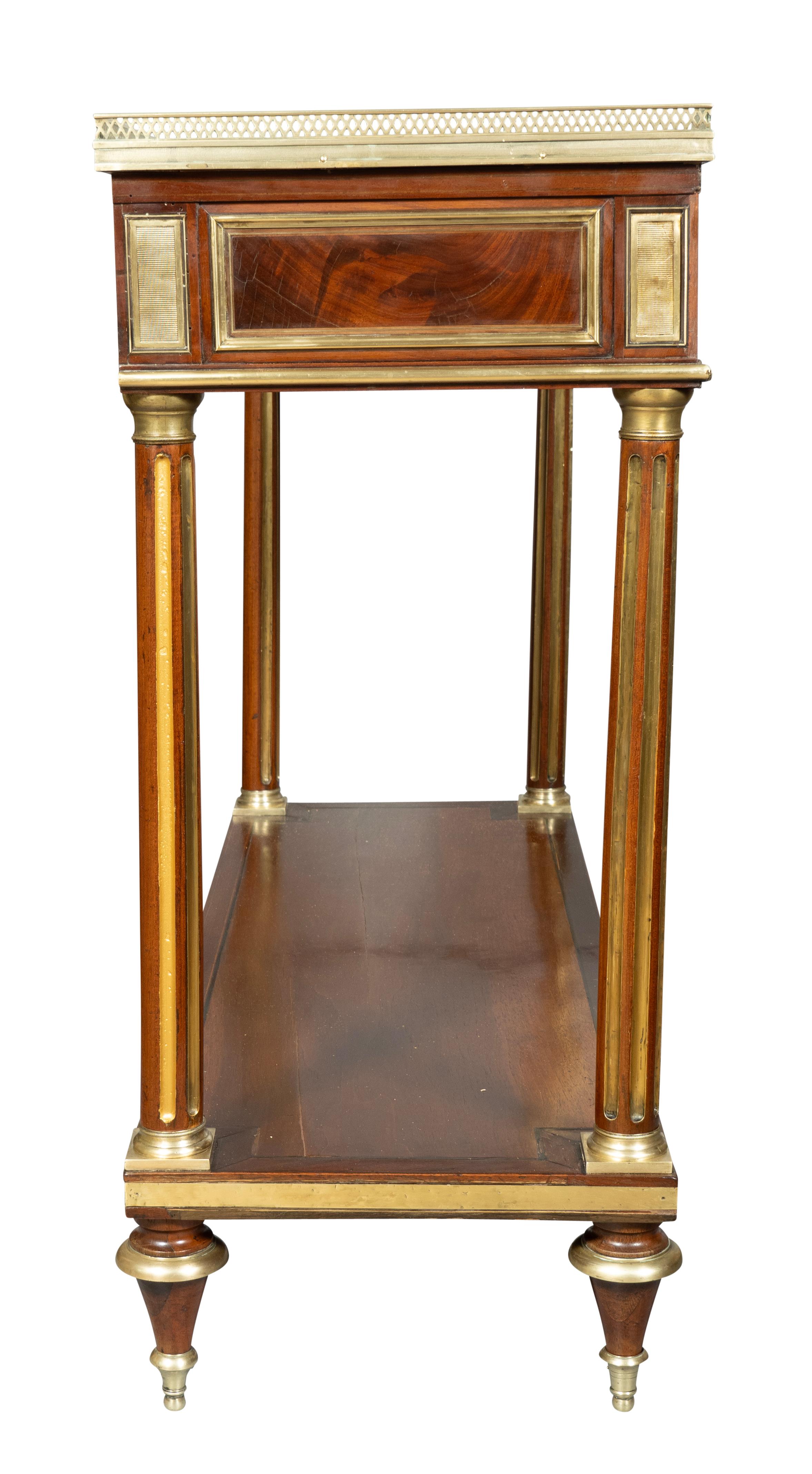 Directoire Mahogany Brass Inlaid Console Desserte In Good Condition In Essex, MA