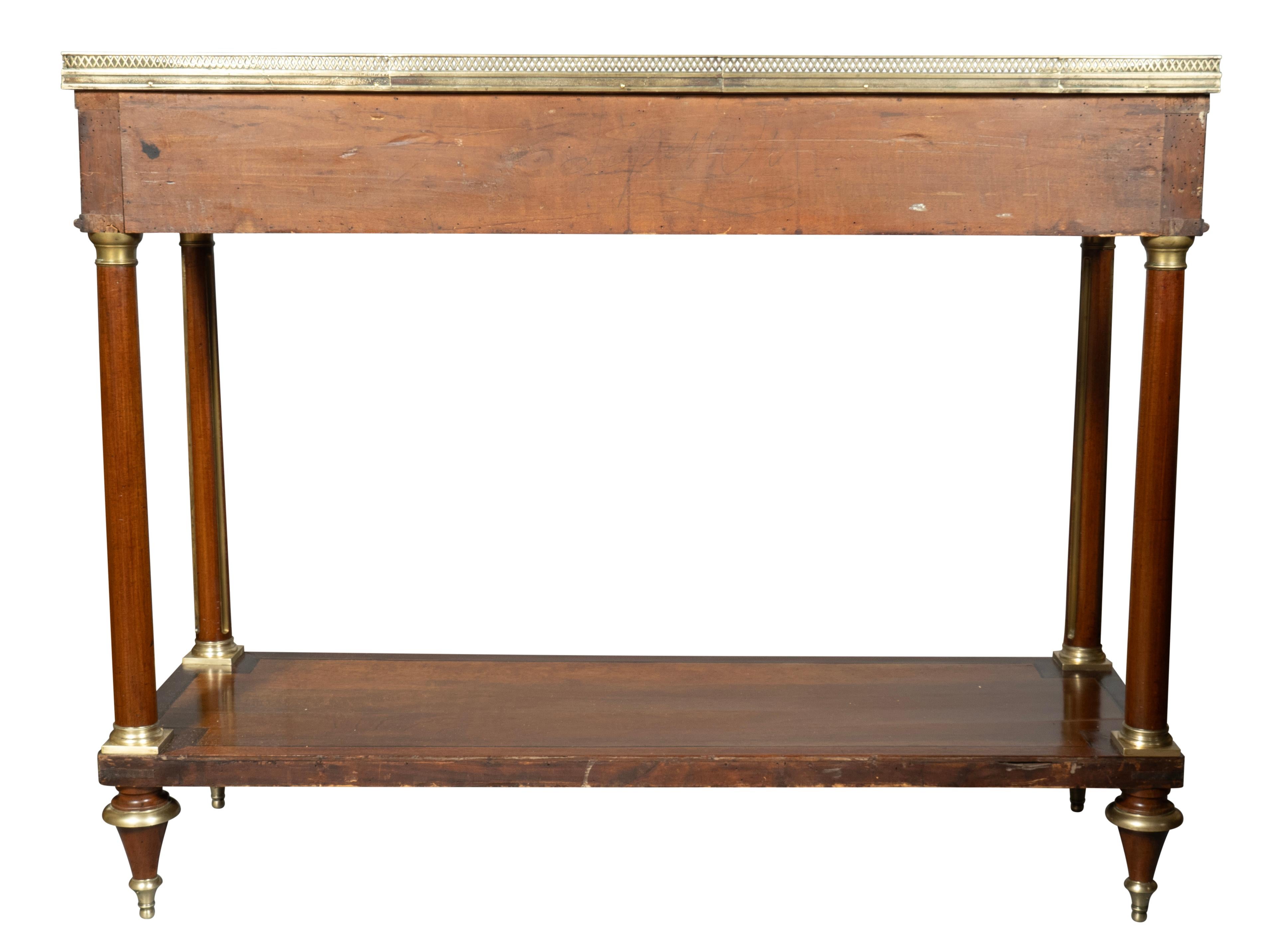 19th Century Directoire Mahogany Brass Inlaid Console Desserte