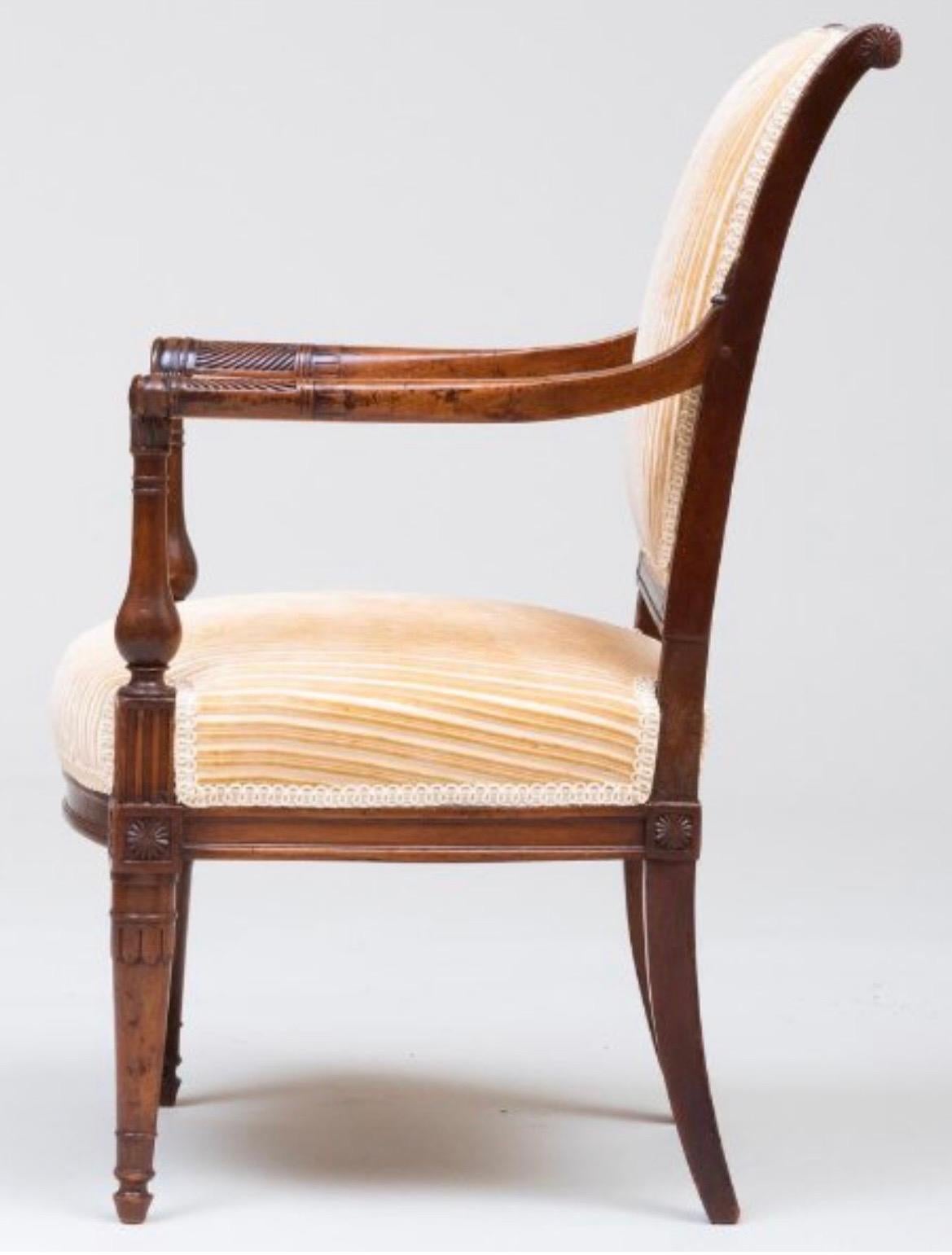 Carved Directoire Mahogany Child’s Armchair, Late 18th Century For Sale