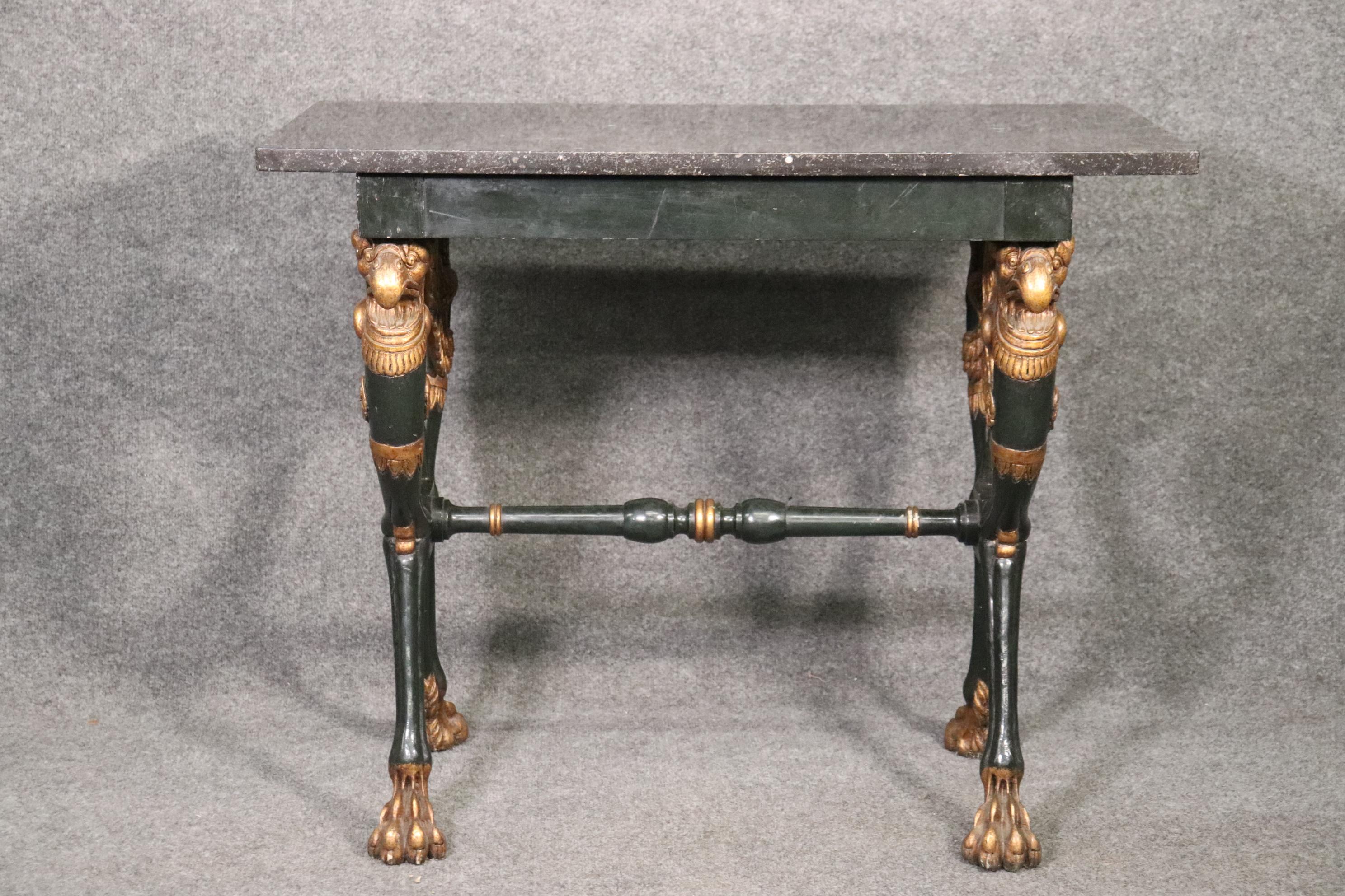French Directoire Maison Jansen Style Carved Marble Top Console Table with Eagles For Sale
