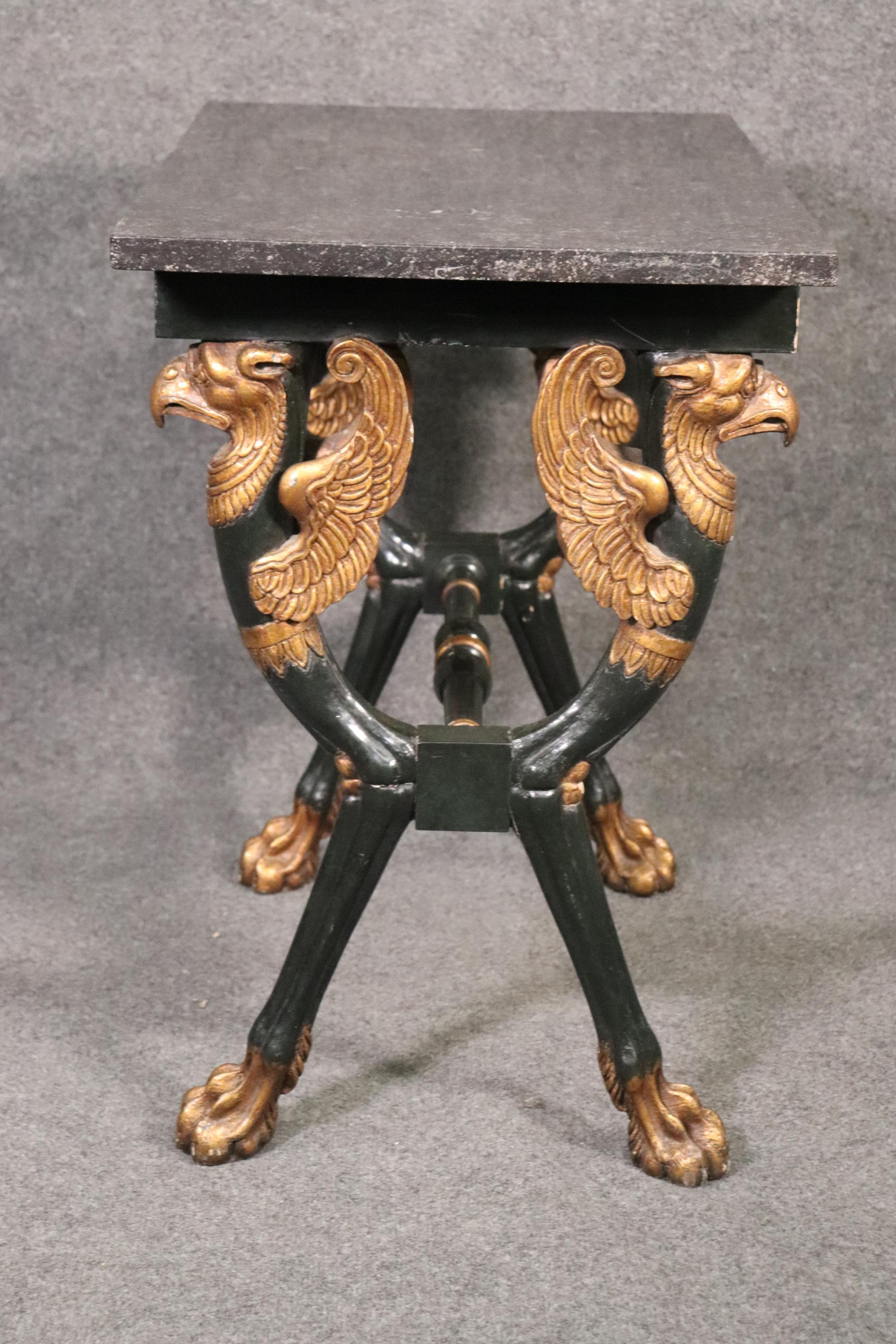 Painted Directoire Maison Jansen Style Carved Marble Top Console Table with Eagles For Sale