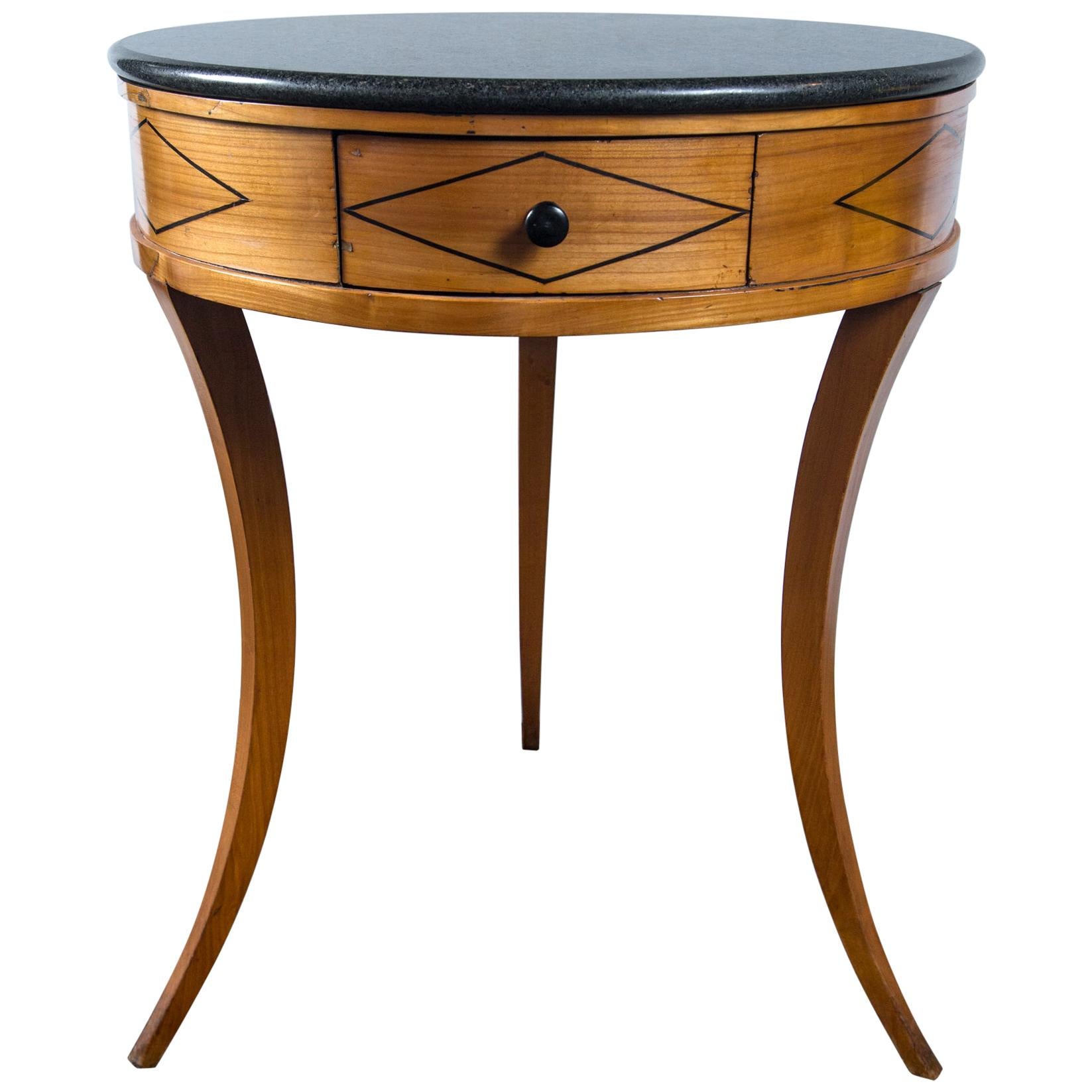 Directoire Marble Top Round Side Table