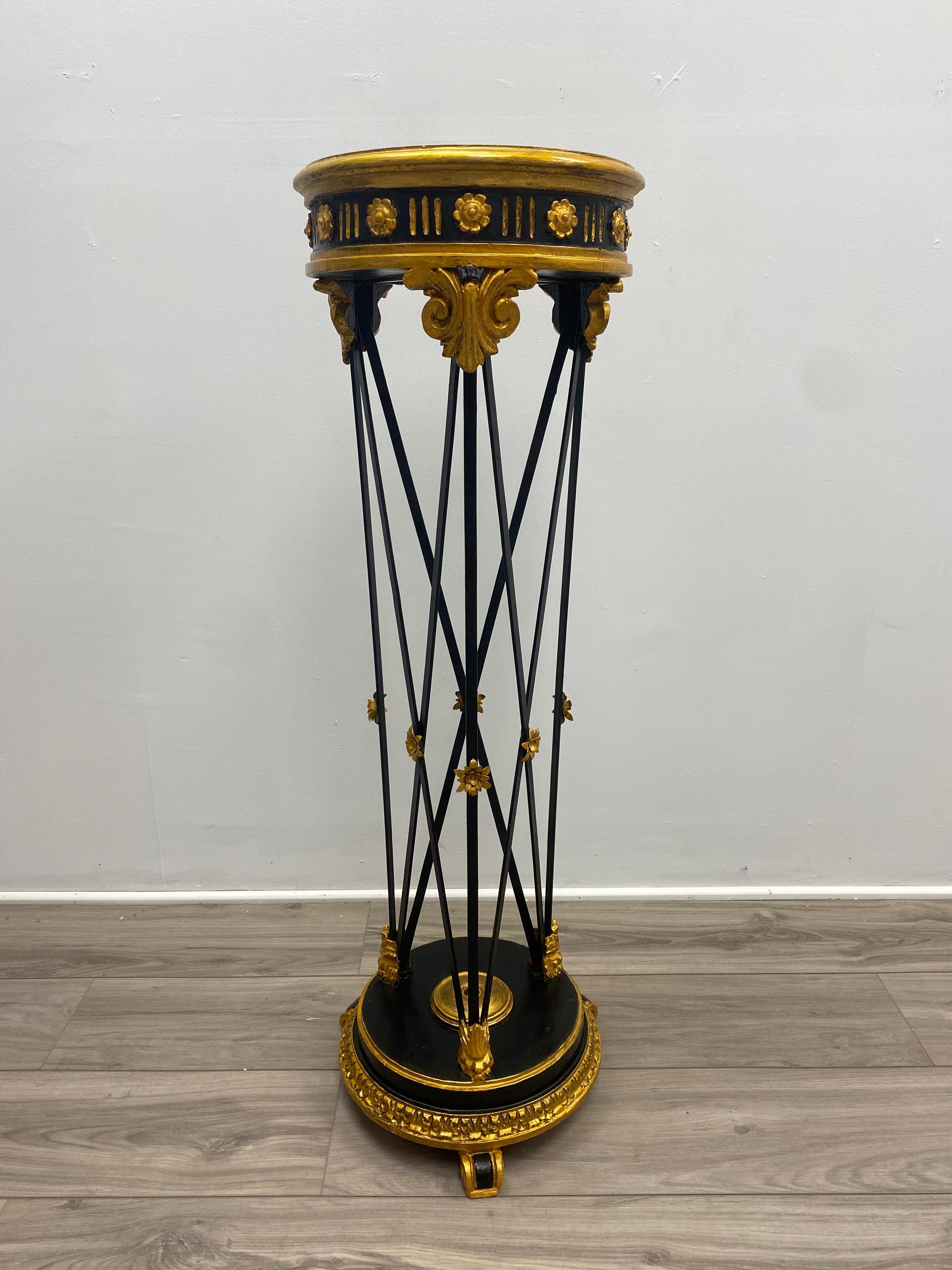 Directoire Neoclassical Style Ebony and Giltwood Plant Stand 5