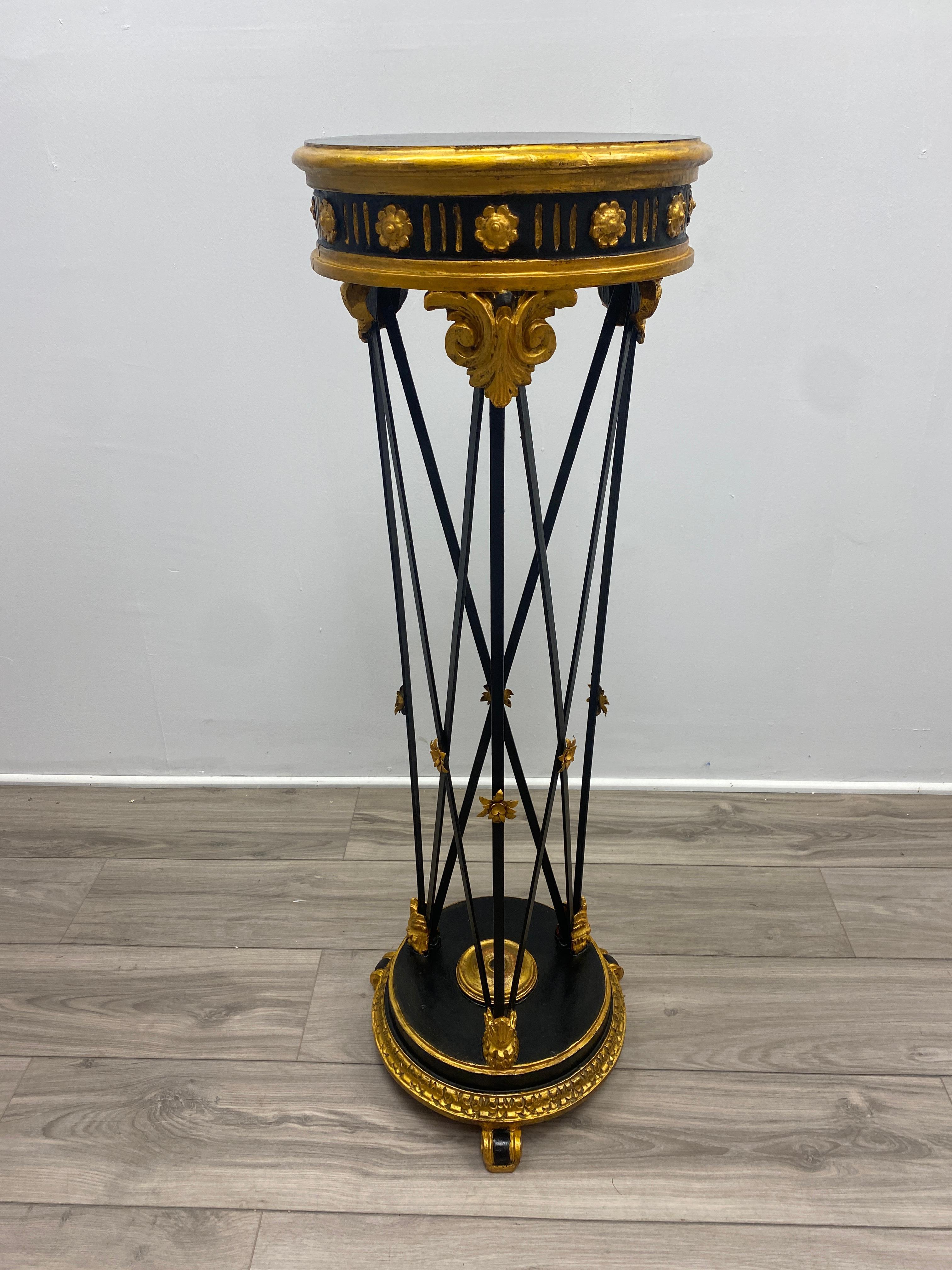 Unknown Directoire Neoclassical Style Ebony and Giltwood Plant Stand
