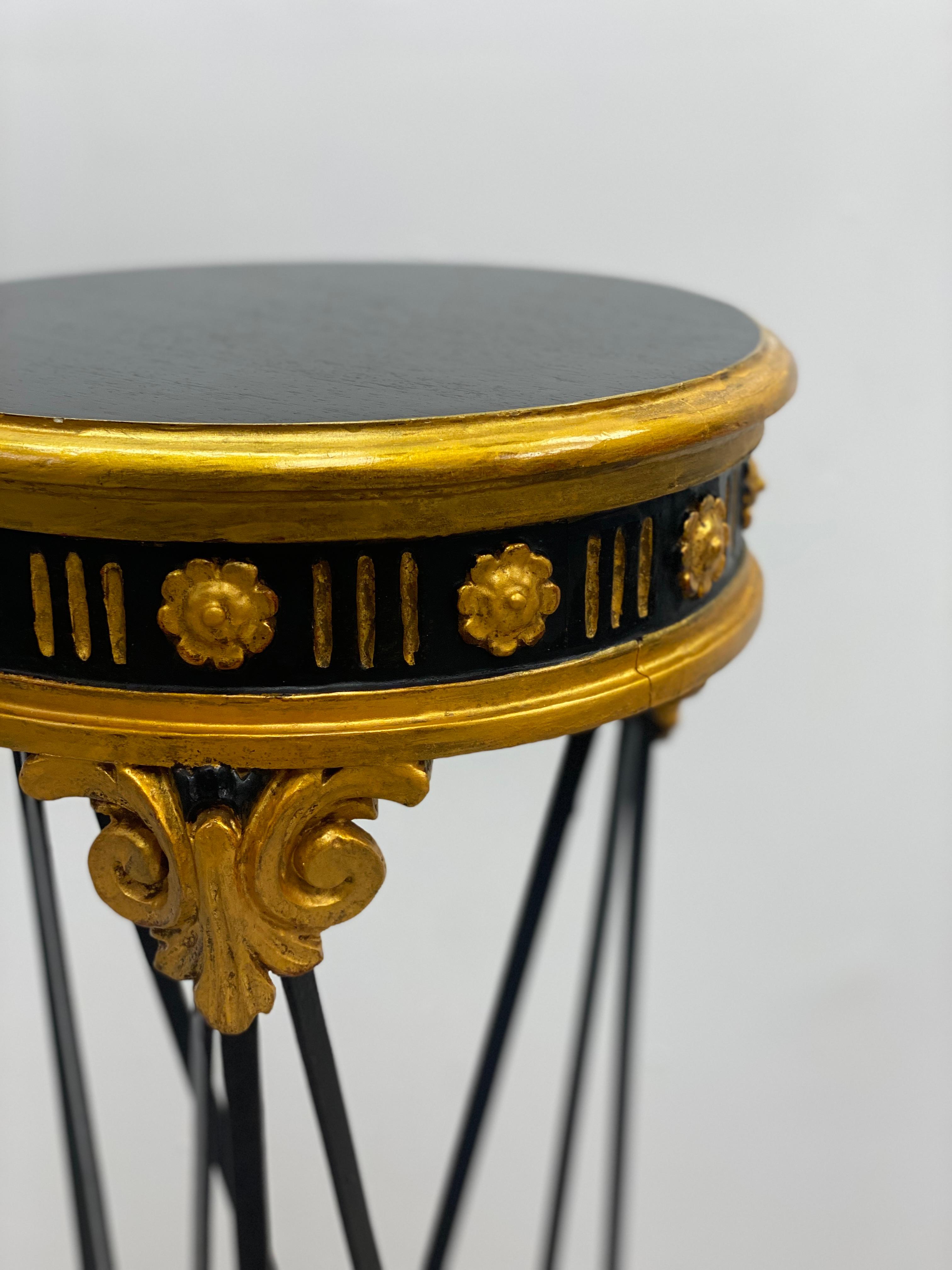 Ebonized Directoire Neoclassical Style Ebony and Giltwood Plant Stand