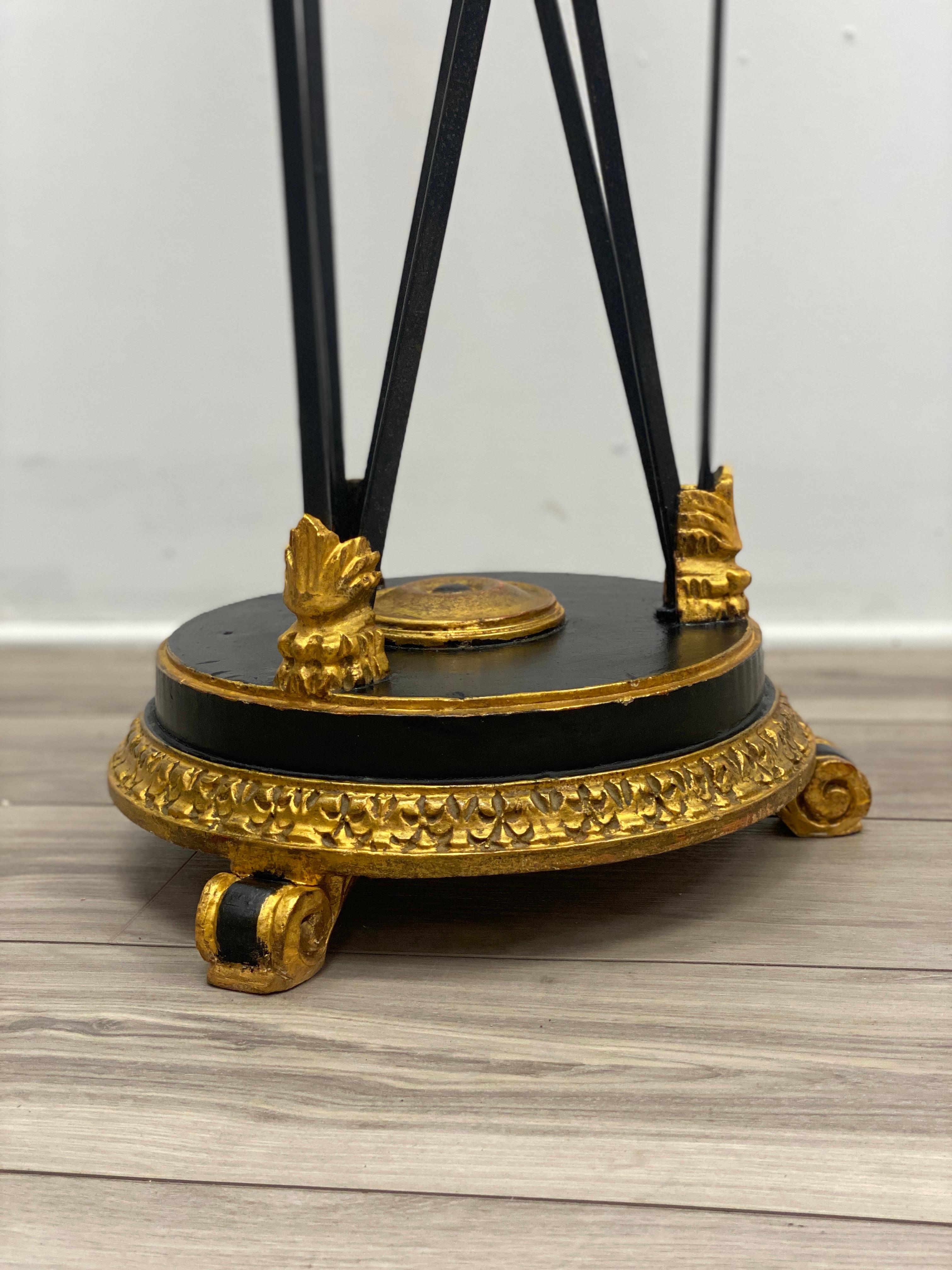 Wrought Iron Directoire Neoclassical Style Ebony and Giltwood Plant Stand
