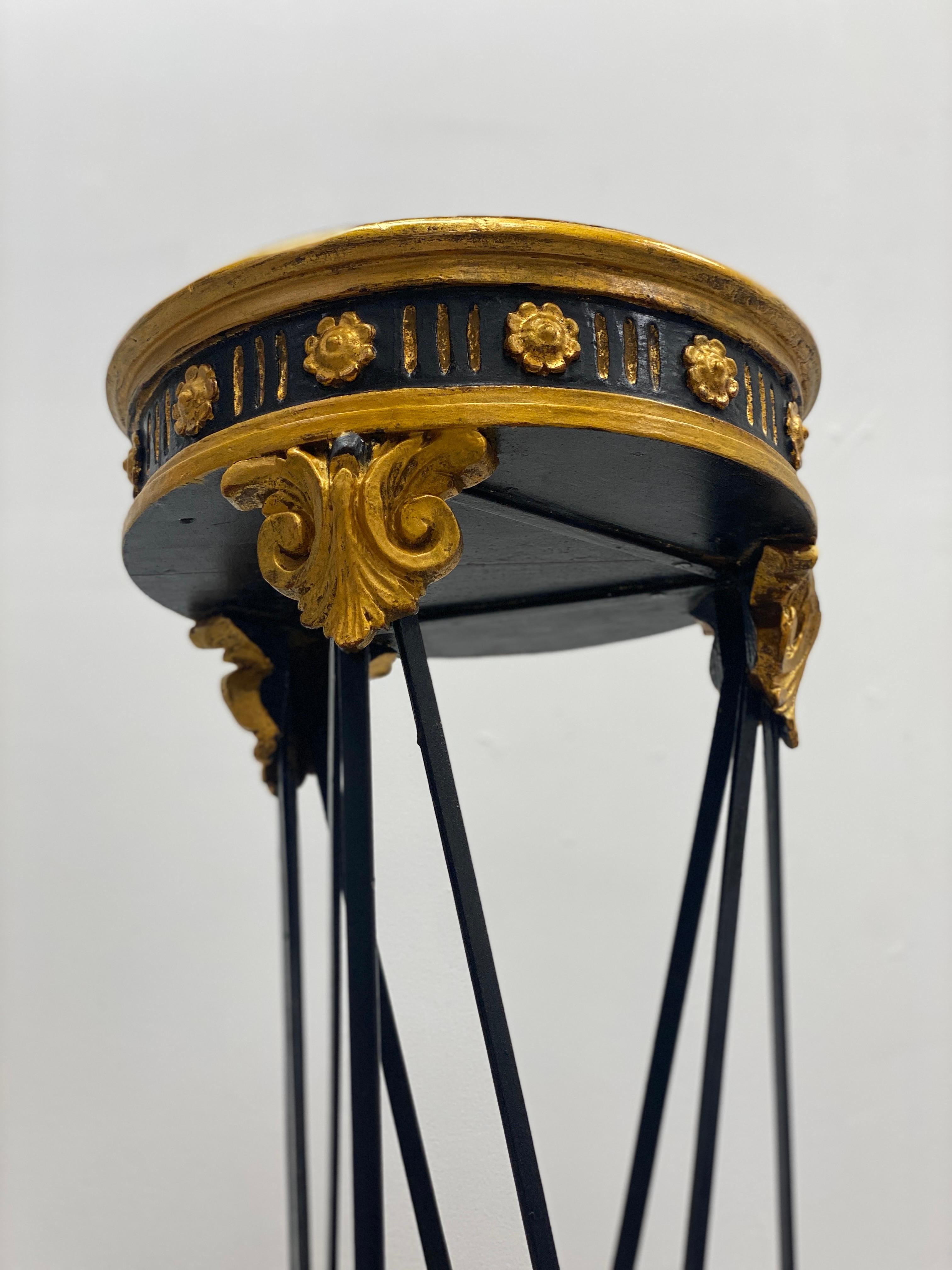 Directoire Neoclassical Style Ebony and Giltwood Plant Stand 1