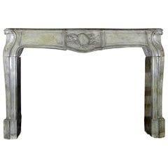 Used Directoire Period French Music Room Grey Marble Stone Fireplace Surround