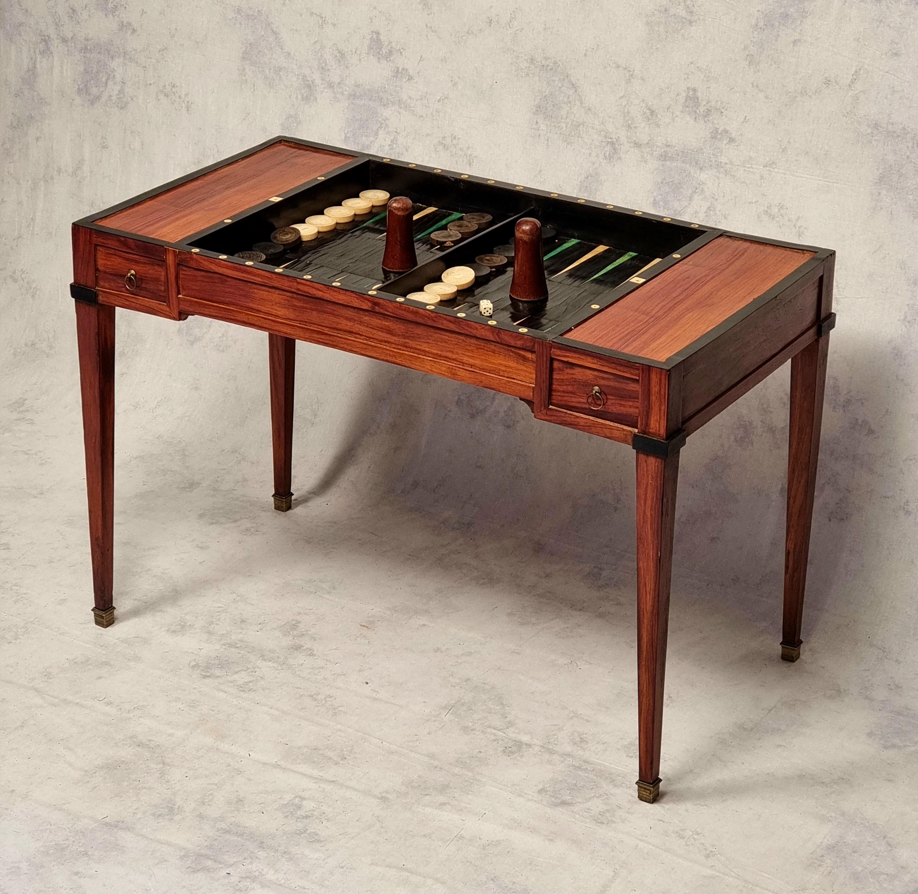 Directoire Period Games Table - Rosewood & Ebony - 18th In Good Condition For Sale In SAINT-OUEN-SUR-SEINE, FR