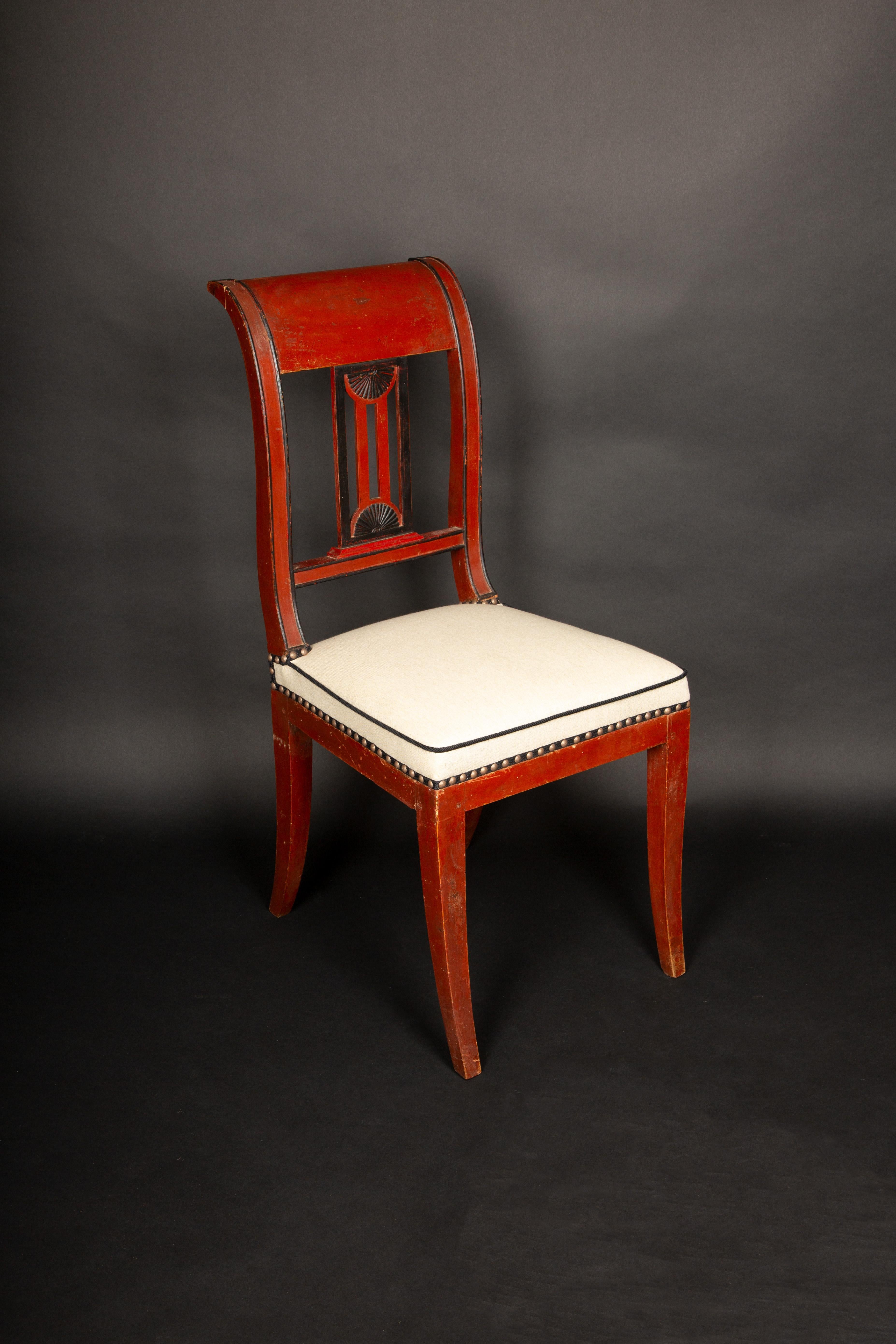 Directoire Periode Oxblood Salon Suite w / Saber Beine und Scrolled Backs, Late 18C im Angebot 1