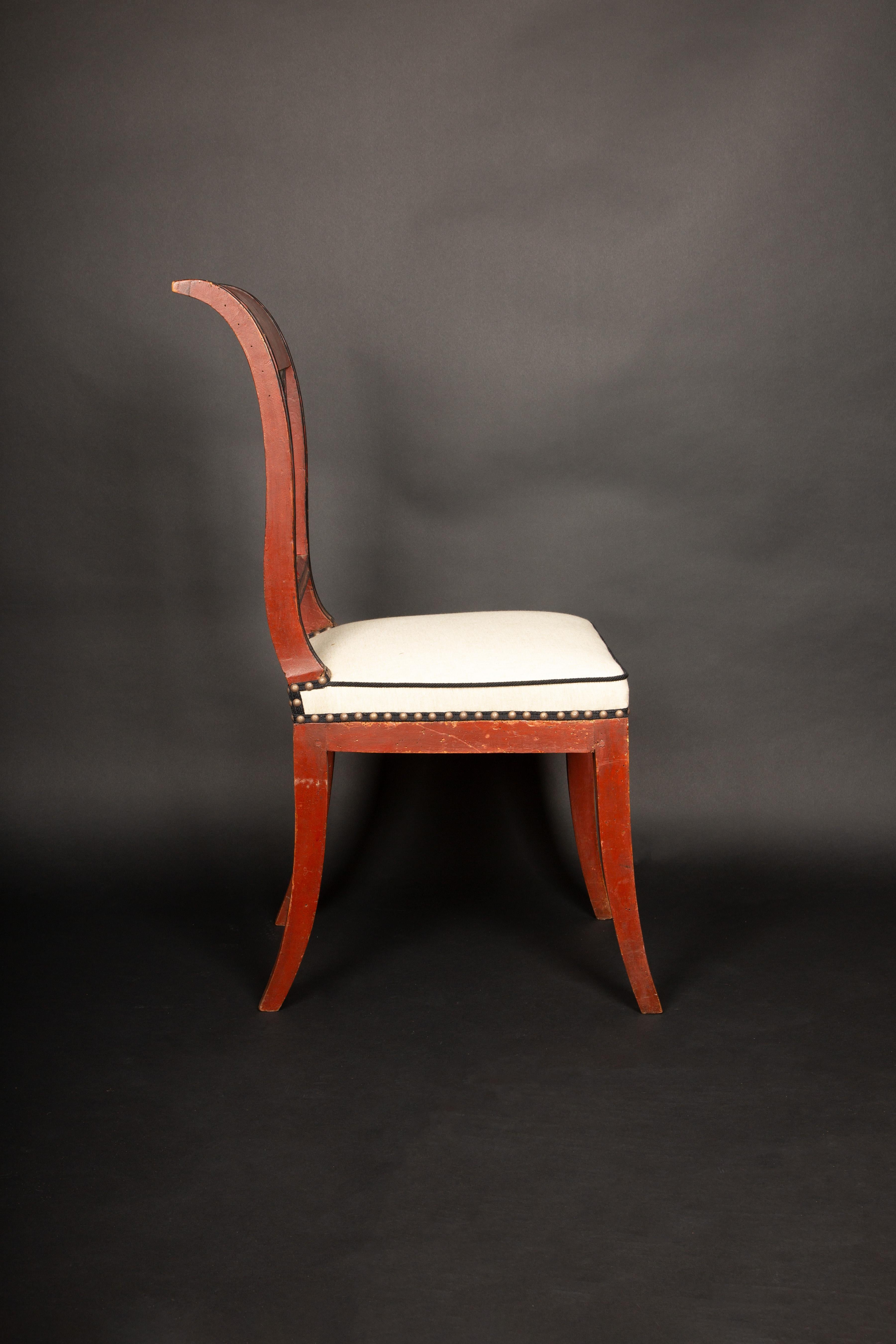 Directoire Periode Oxblood Salon Suite w / Saber Beine und Scrolled Backs, Late 18C im Angebot 2