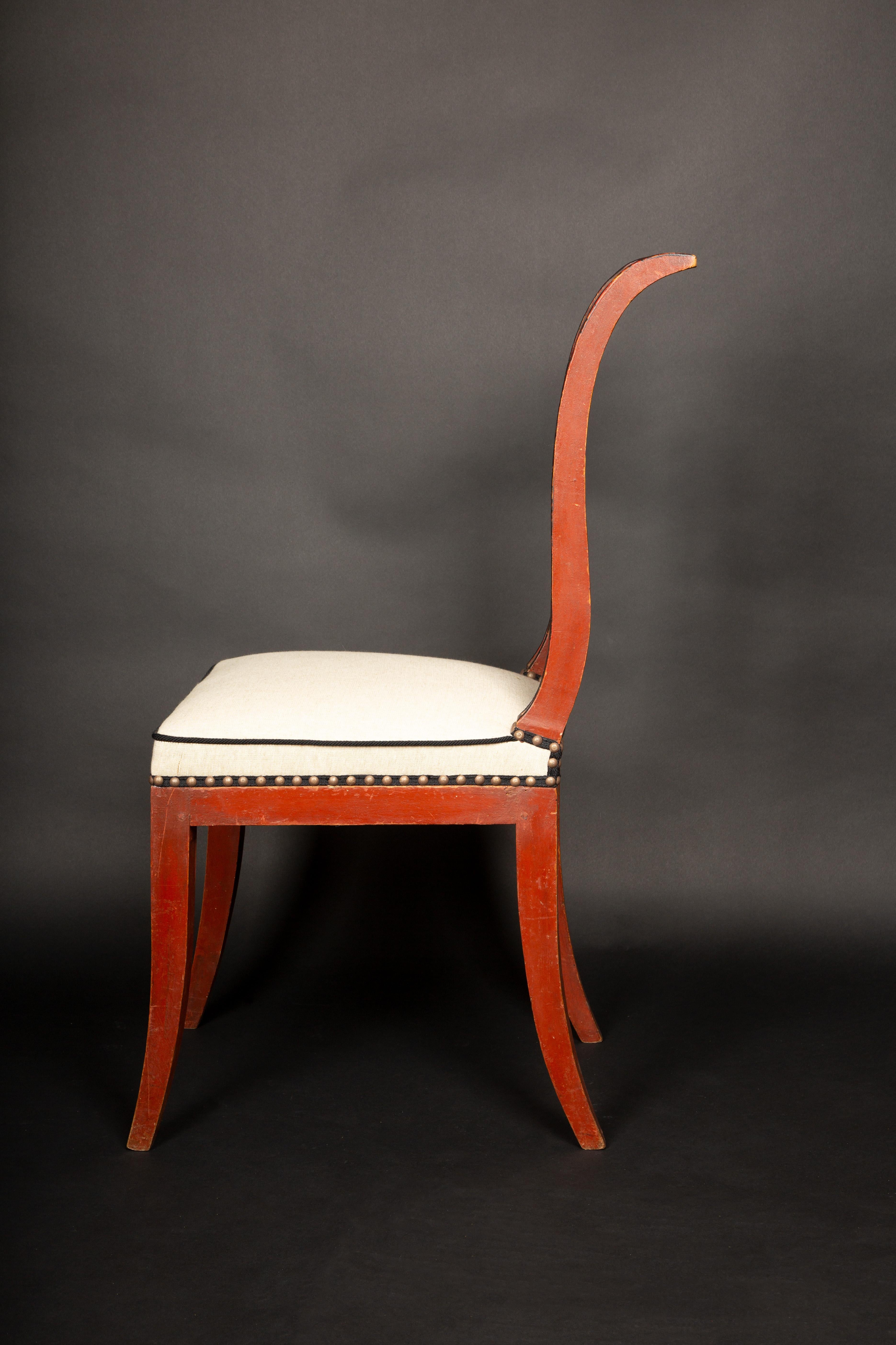 Directoire Periode Oxblood Salon Suite w / Saber Beine und Scrolled Backs, Late 18C im Angebot 3