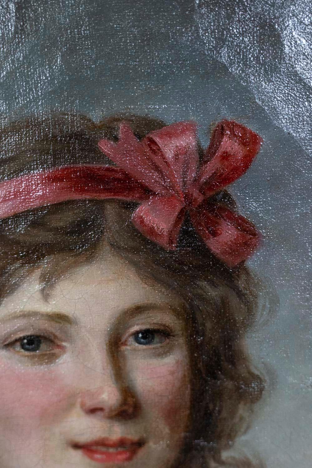 Portrait d'une jeune femme d'époque Directoire, vers 1800 Excellent état - En vente à Saint-Ouen, FR
