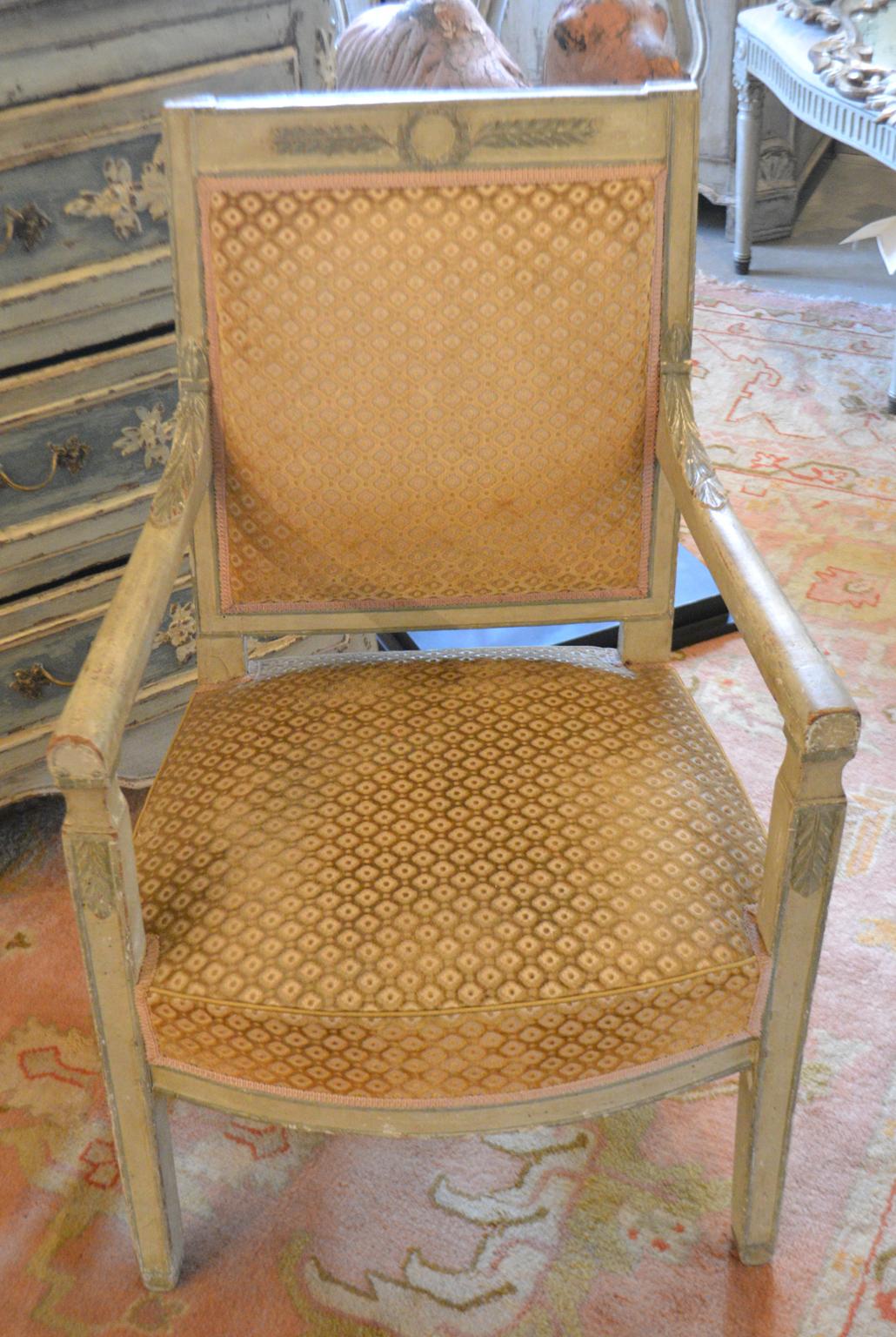 French Directoire Polychrome Fauteuil For Sale
