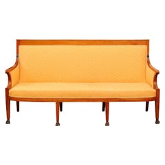 Directoire Sofa in Fruitwood with Paw Feet, France, ca. 1800