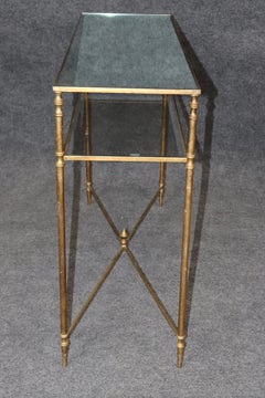Directoire Style 1980's Glass Top Two Tier Console Table