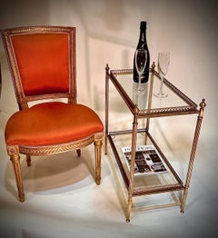 Directoire Style 2-Tier Brass & Glass Occasional Table, France, Circa:1950
