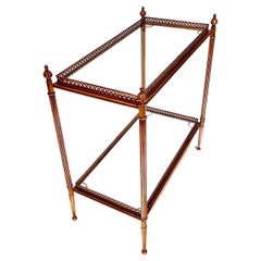 Vintage Directoire Style 2-Tier Brass 
Glass Occasional Table, France, Circa:1950