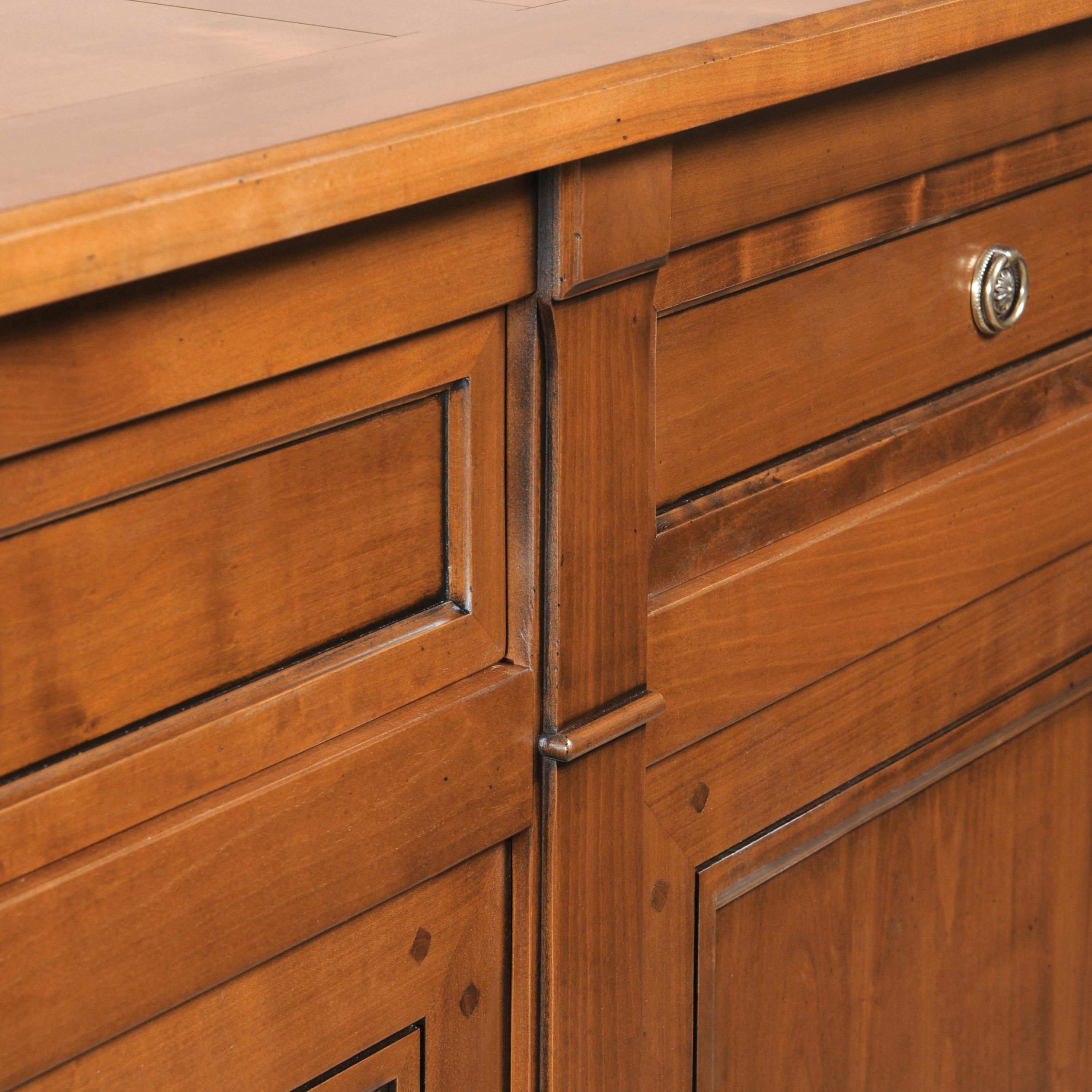 Neoclassical Directoire Style 3 Doors Sideboard in Cherry, 100% Made in France For Sale