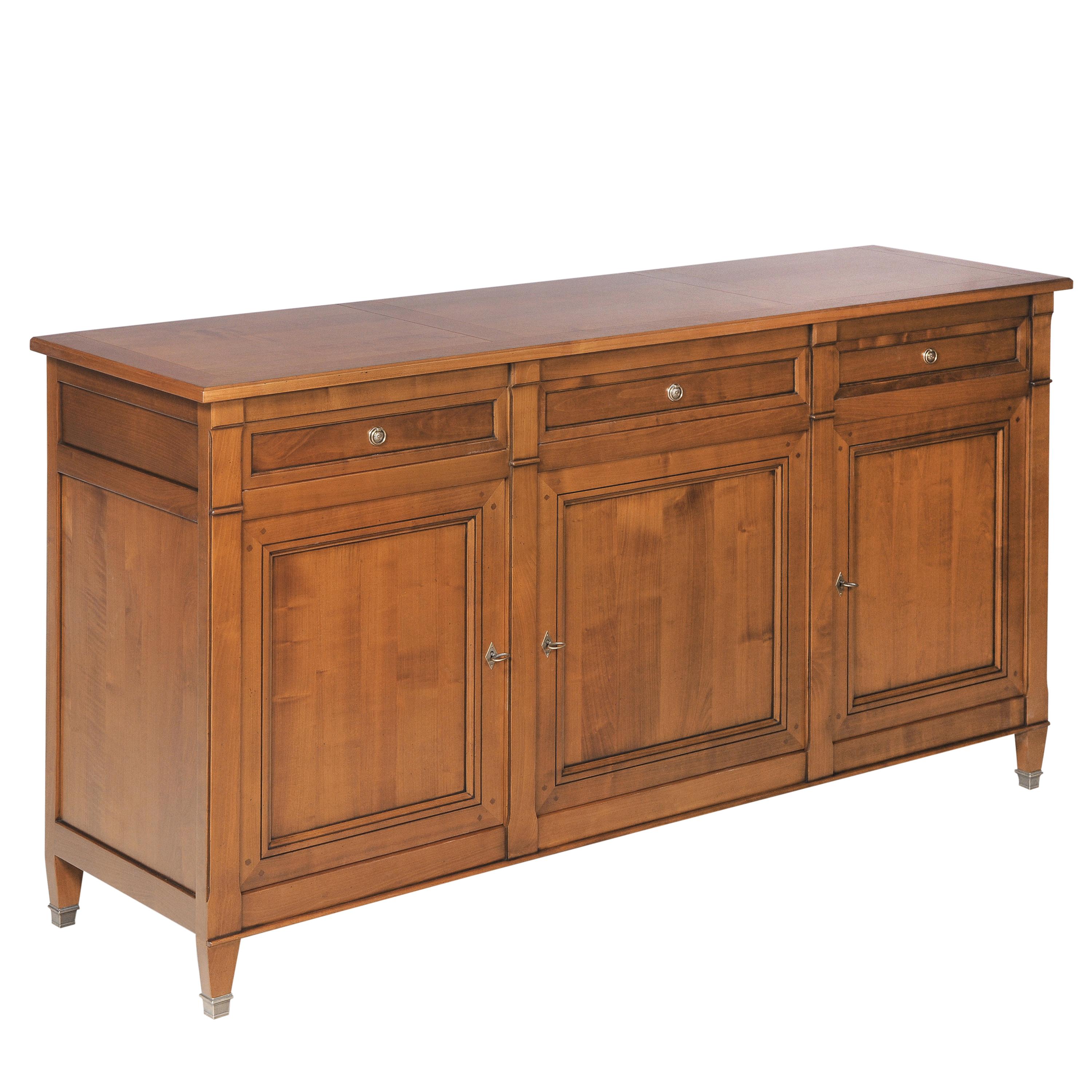 Ottone Credenza a 3 ante in stile Direttorio francese in legno massiccio di ciliegio in vendita