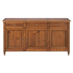 Buffet à 3 portes de style Directoire français en bois de cerisier massif