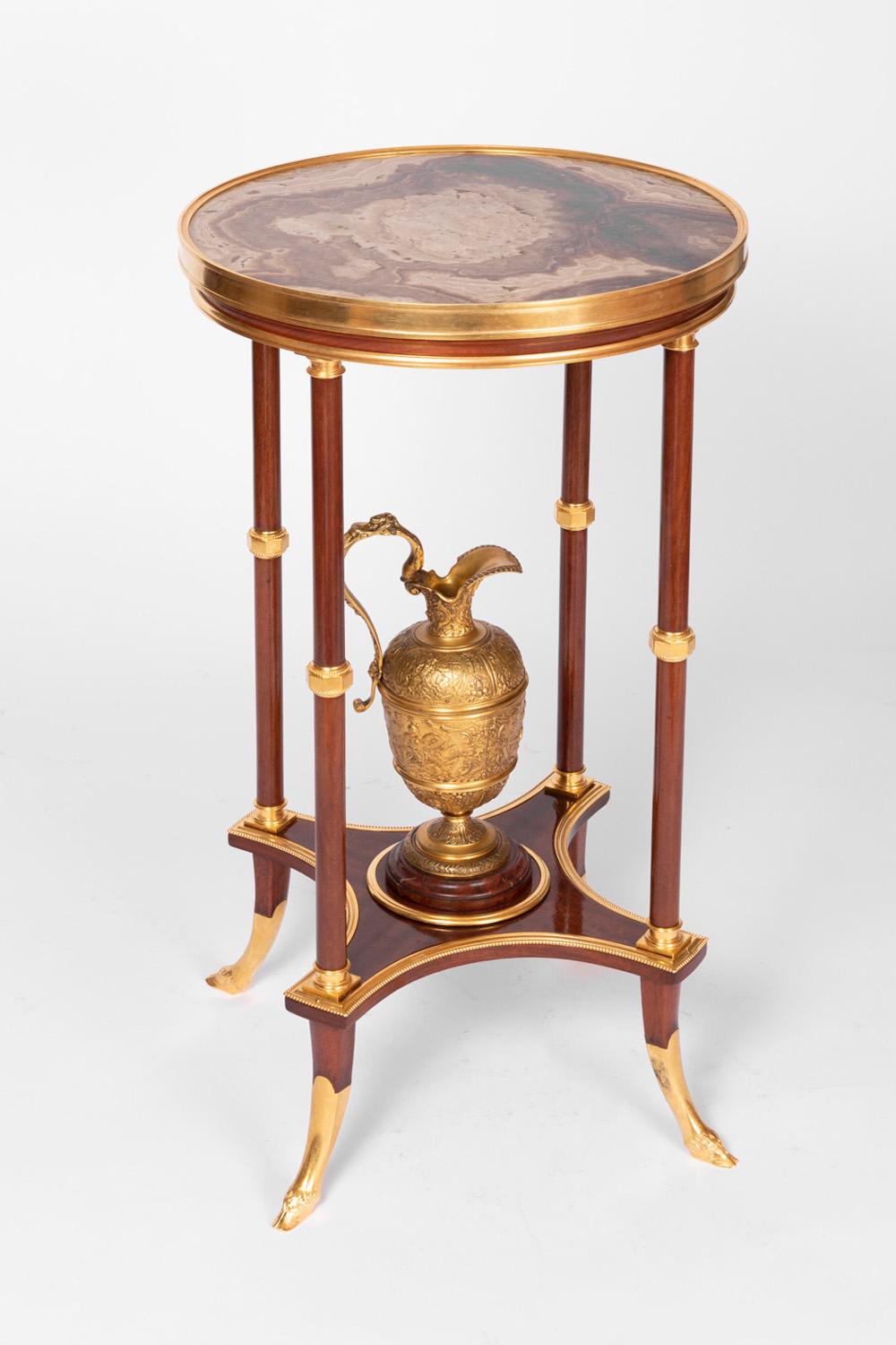 French Directoire Style Athenienne Stand in Mahogany, Onyx and Gilt Bronze