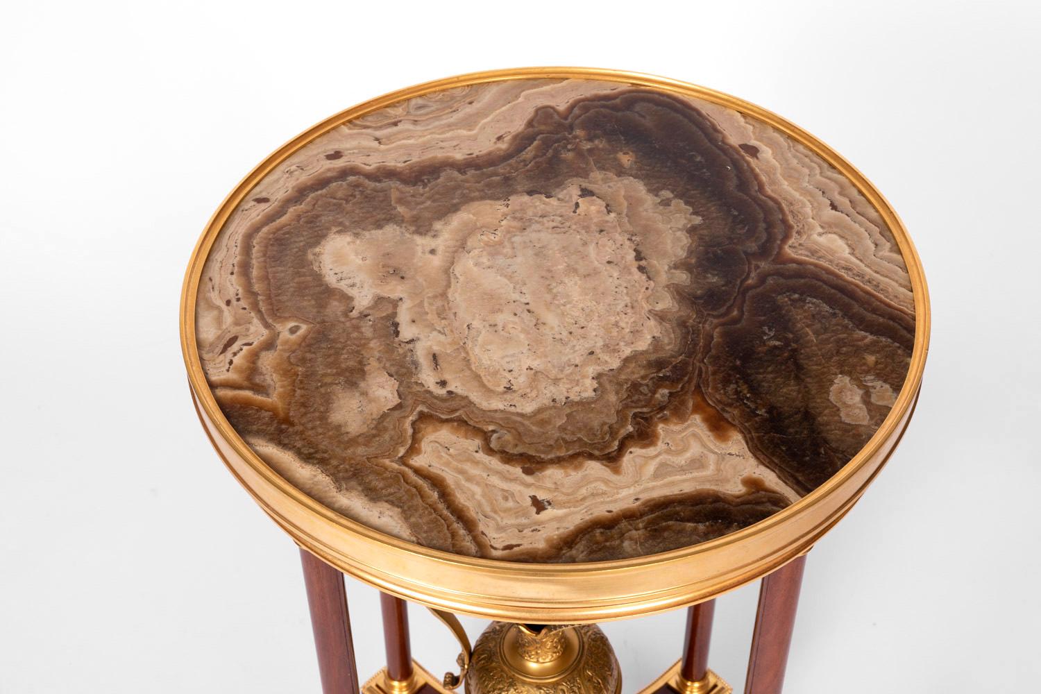 Directoire Style Athenienne Stand in Mahogany, Onyx and Gilt Bronze In Good Condition In Saint-Ouen, FR