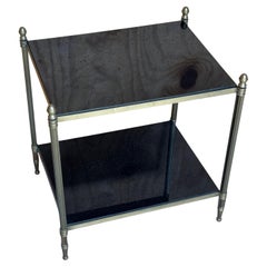 Directoire Style Brass & Black Marble 2-Tier Side Table, Style of Maison Jansen