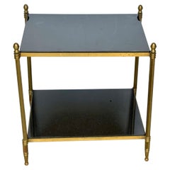 Directoire Style Brass & Black Marble 2-Tier Side Table, Style of Maison Jansen