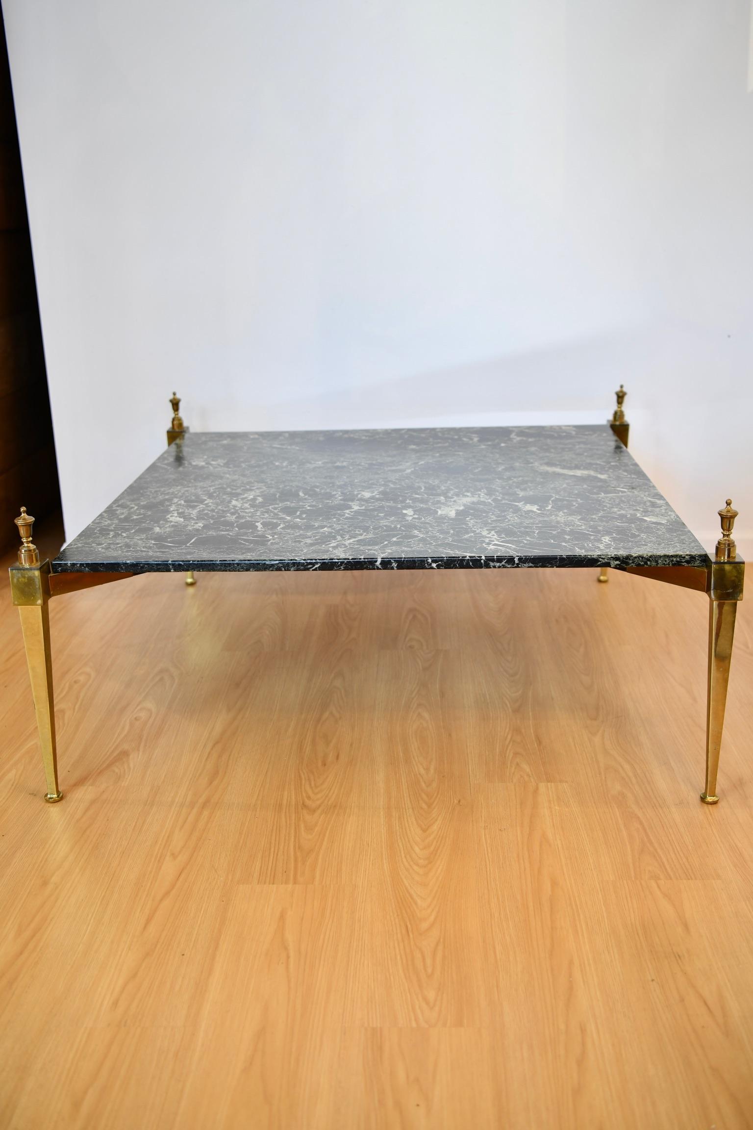 Directoire Style Brass Marble Top Coffee Table For Sale 4