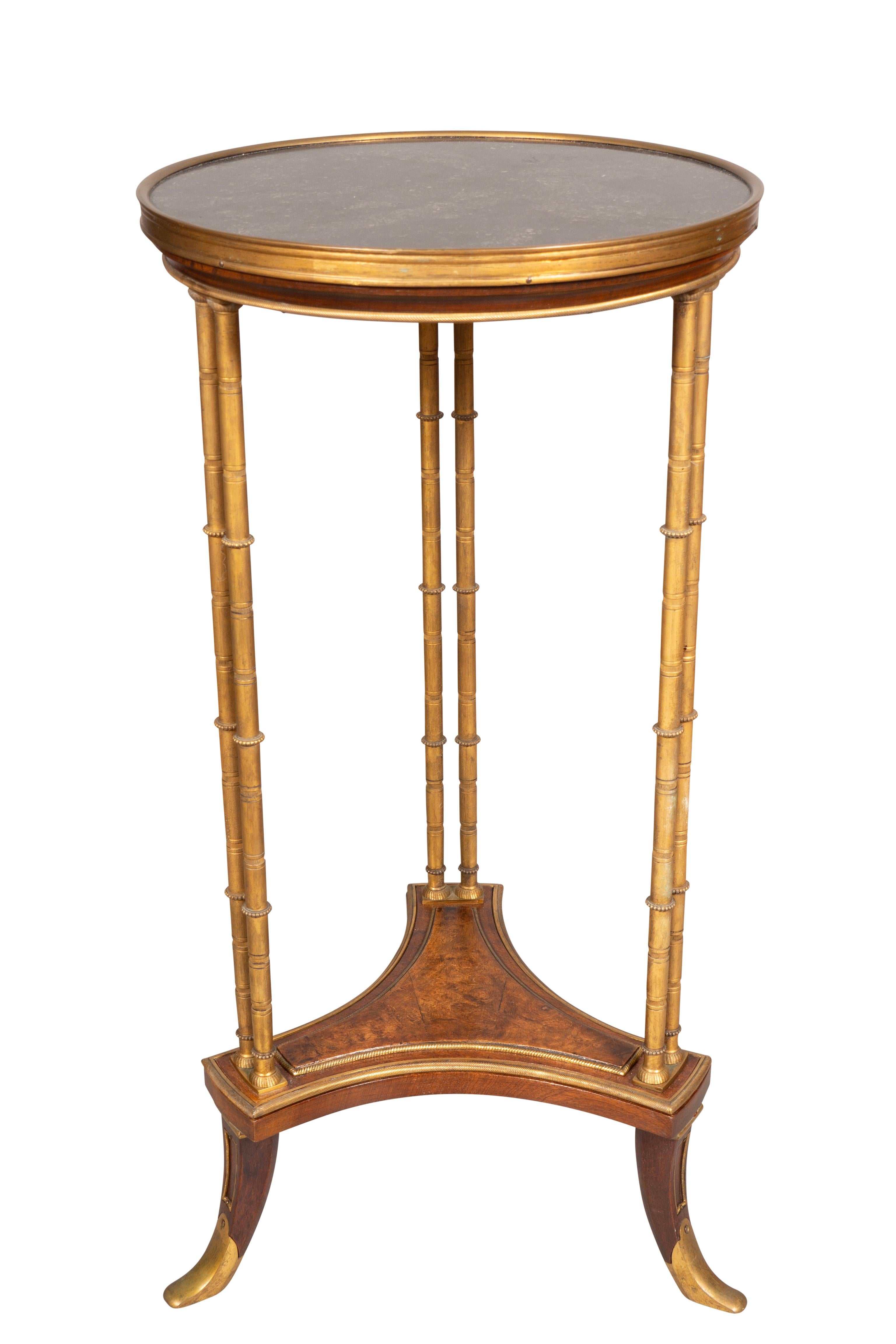 French Directoire Style Bronze And Burl Walnut Guéridon For Sale