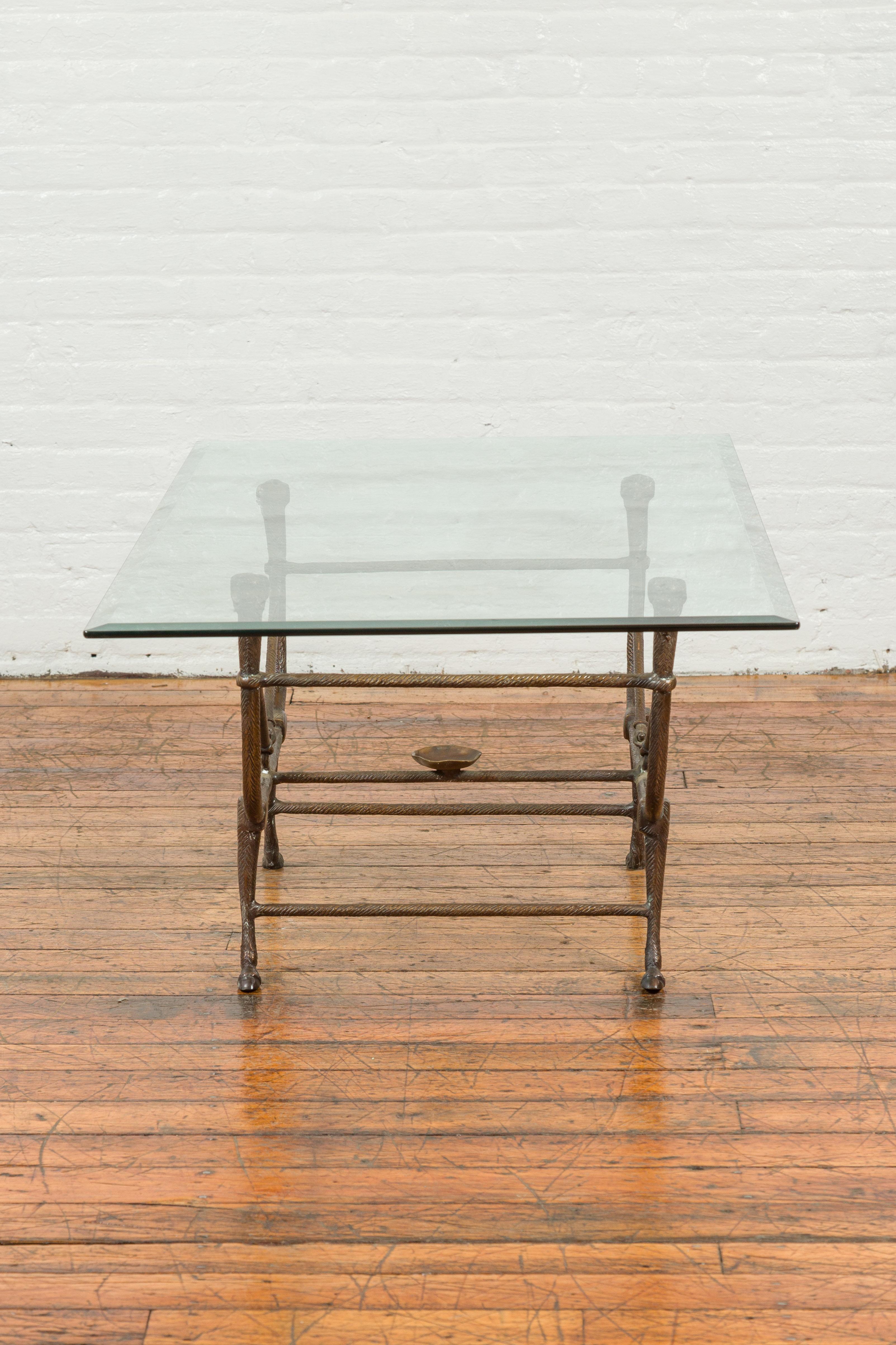 Directoire Style Bronze Coffee Table Base with Rams Heads and Dark Patina 1
