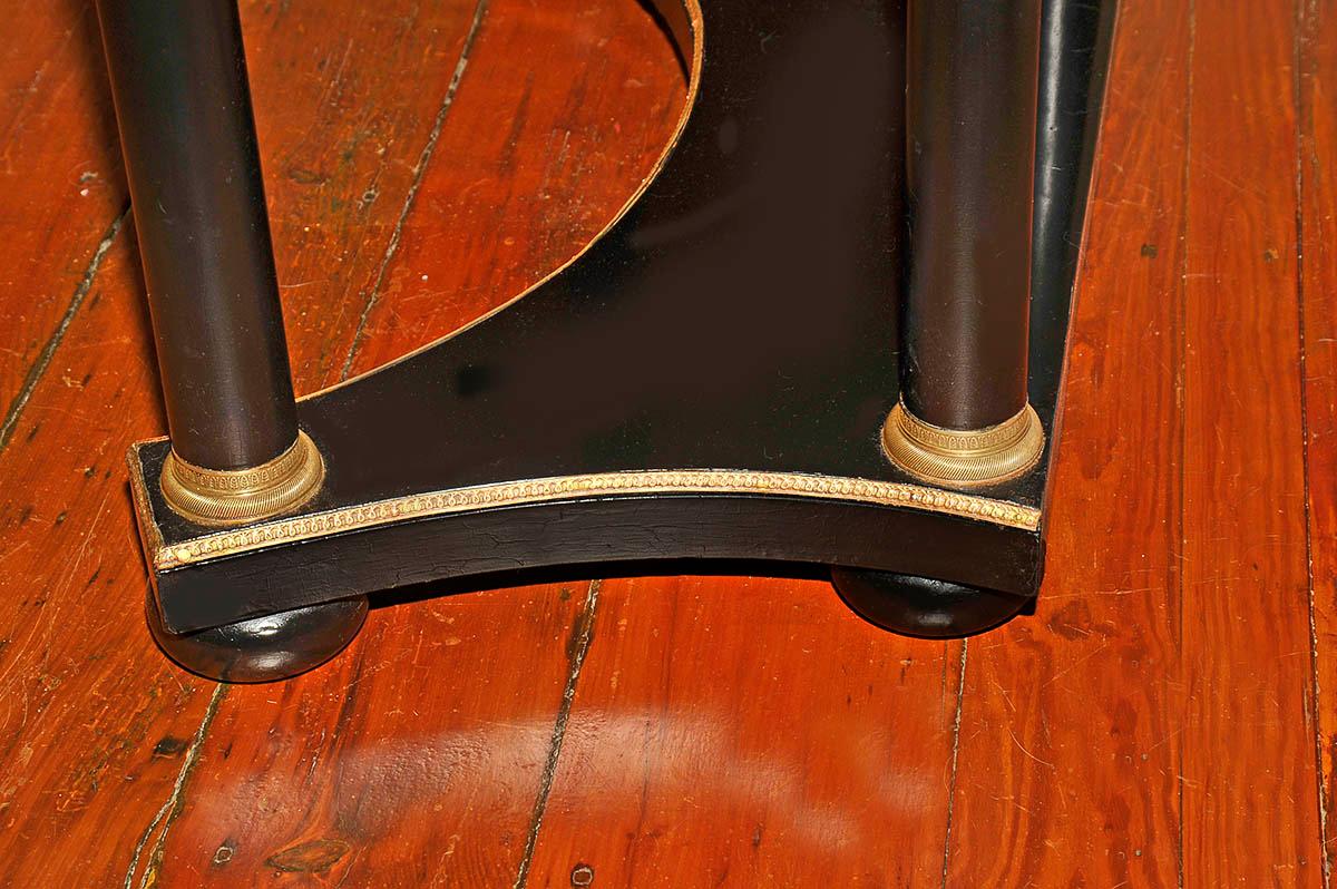 Bronze Ebonized French Empire Demilune Sofa Console Table Attributed Maison Jansen