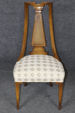 Directoire Style Carved Walnut Cane Back Desk Vanity Side Chair