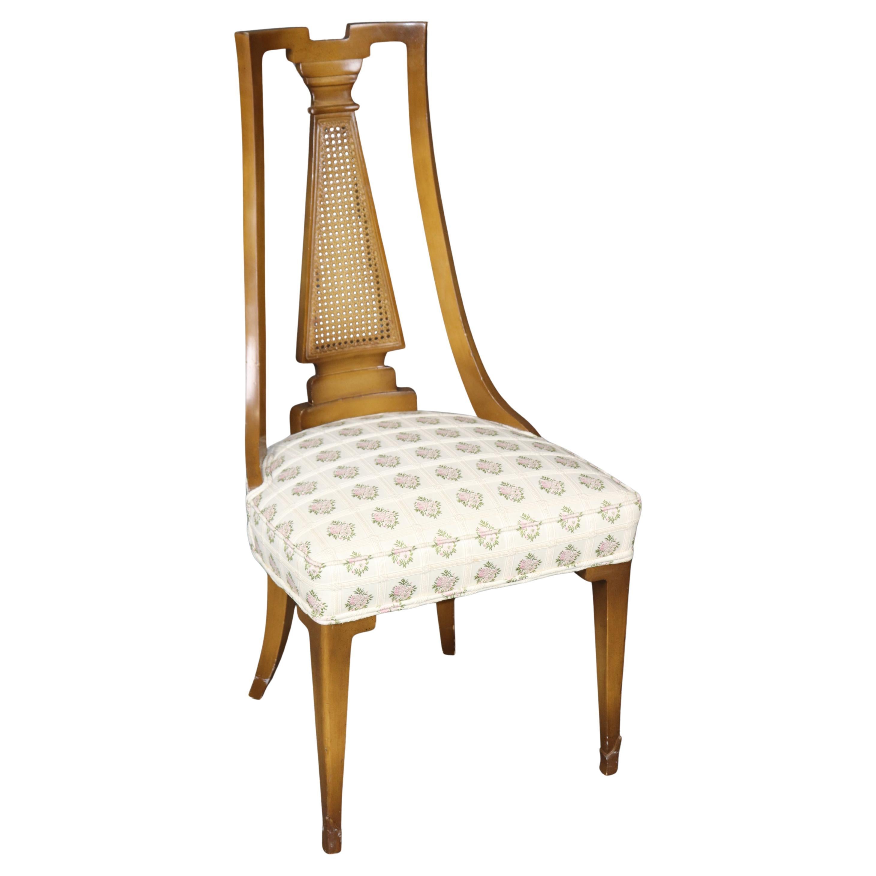 Directoire Style Carved Walnut Cane Back Desk Vanity Side Chair